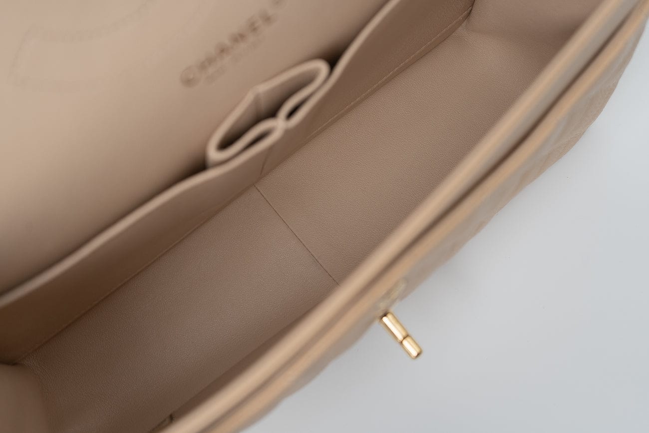 Beige Clair Caviar Quilted Classic Flap Jumbo GHW