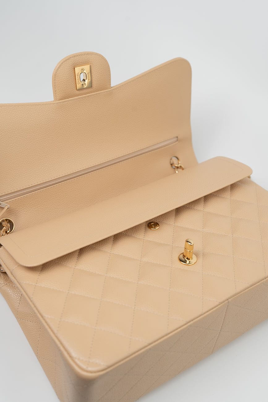 Beige Clair Caviar Quilted Classic Flap Jumbo GHW