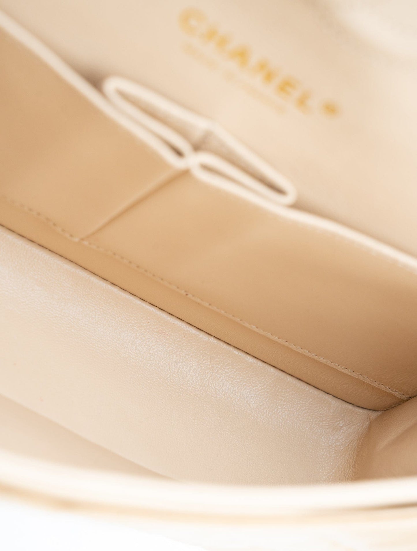 Beige Clair Caviar Quilted Classic Flap Medium Gold Hardware