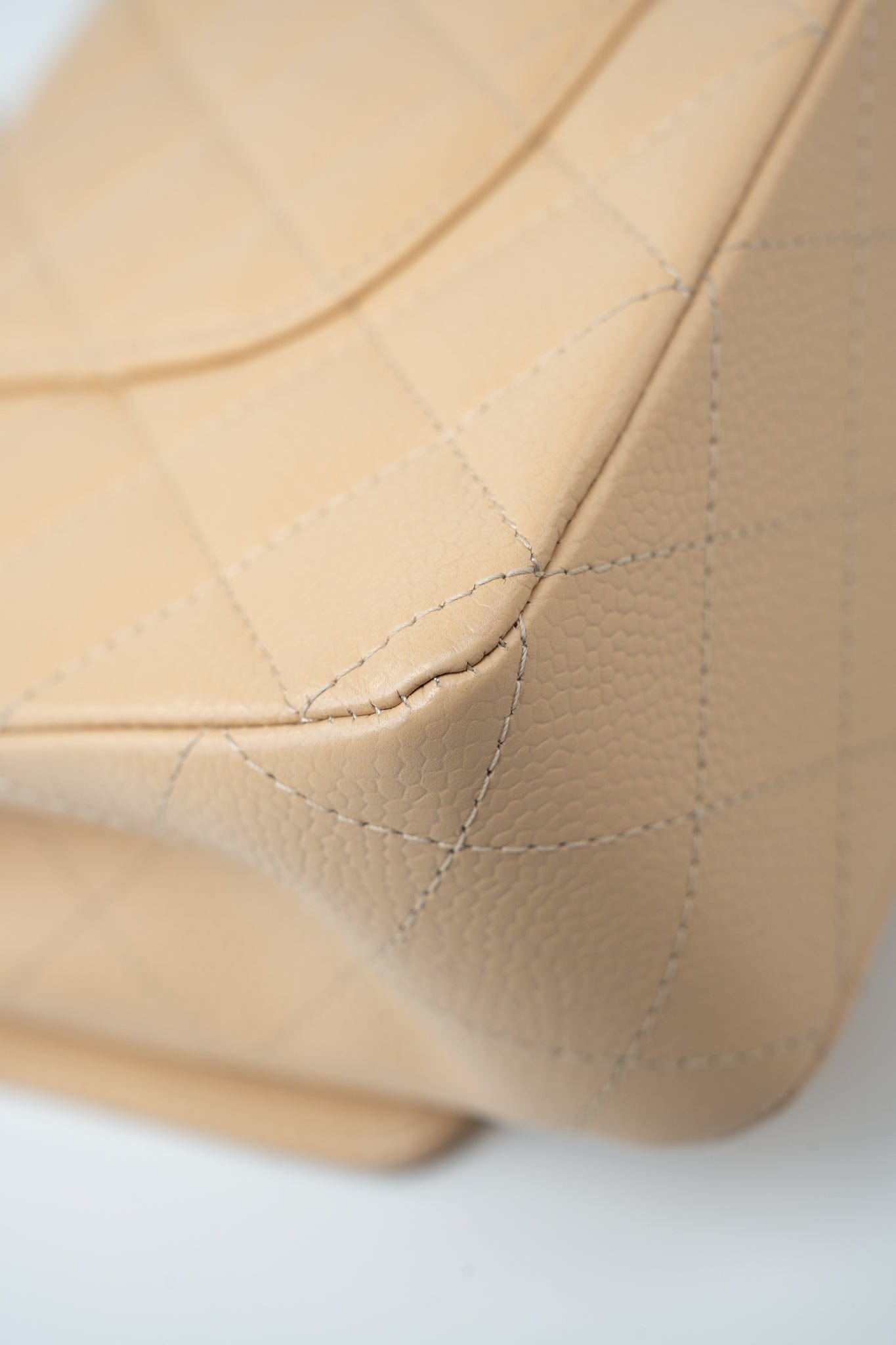 Beige Clair Caviar Quilted Classic Flap Medium Gold Hardware