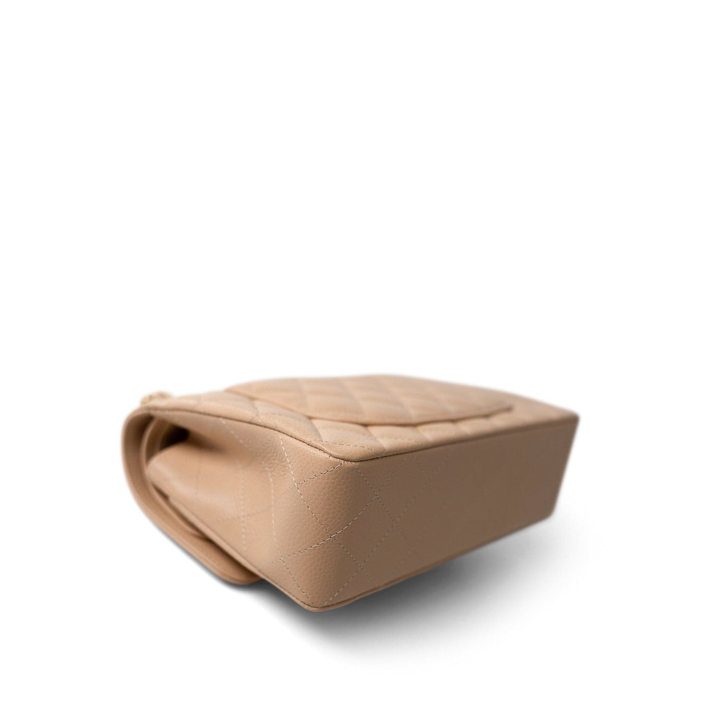 Beige Clair Caviar Quilted Classic Flap Small Gold Hardware