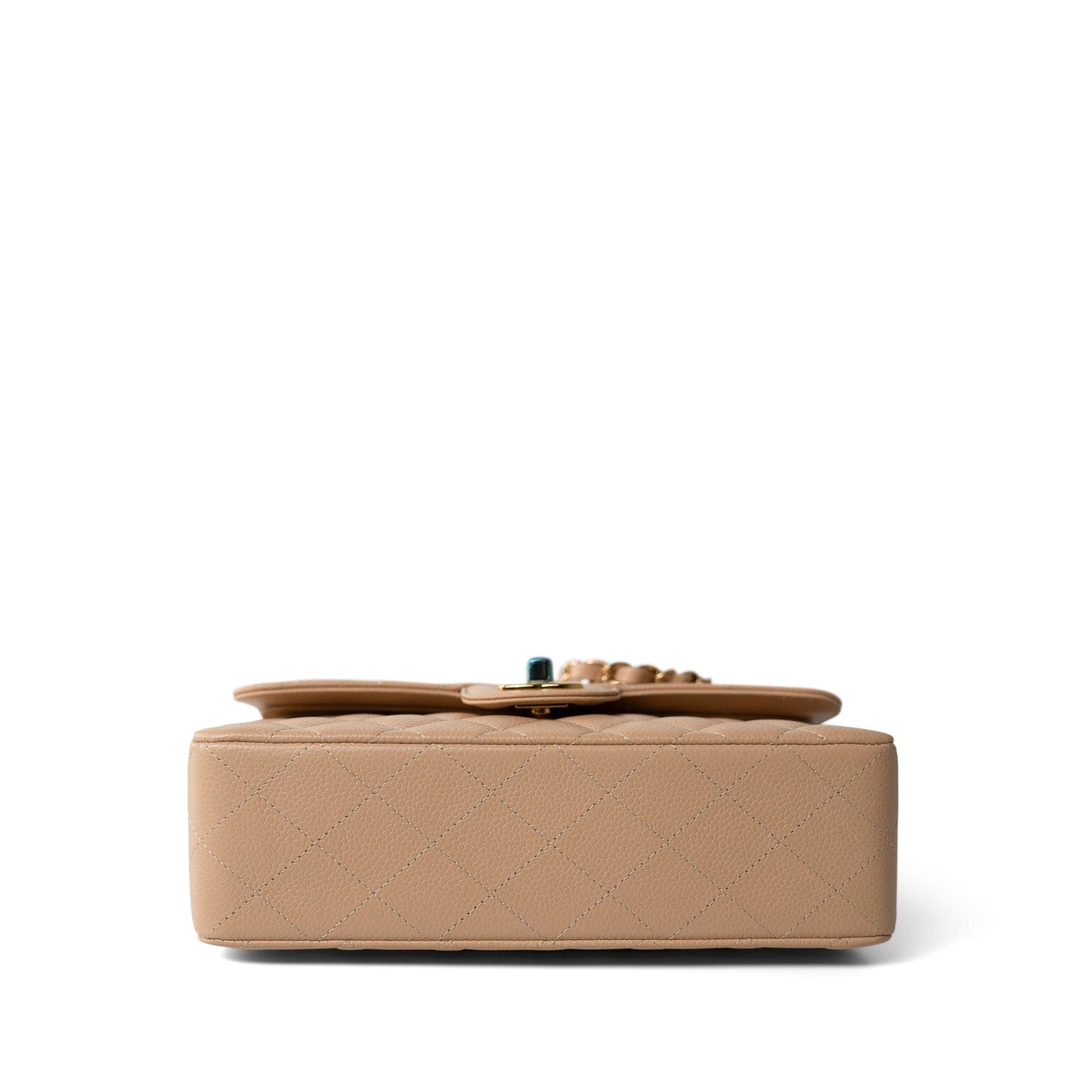 Beige Clair Caviar Quilted Classic Flap Small Gold Hardware