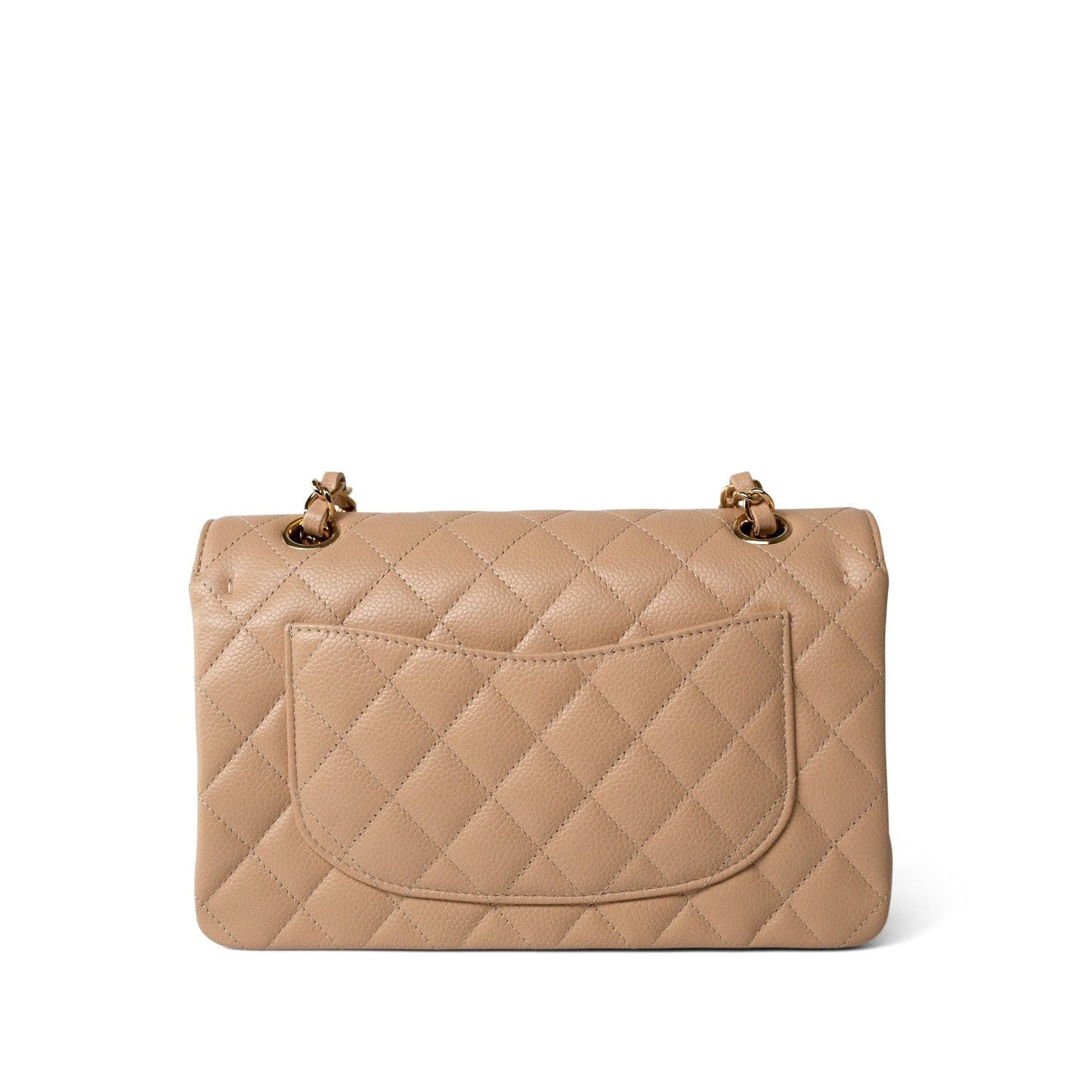 Beige Clair Caviar Quilted Classic Flap Small Gold Hardware