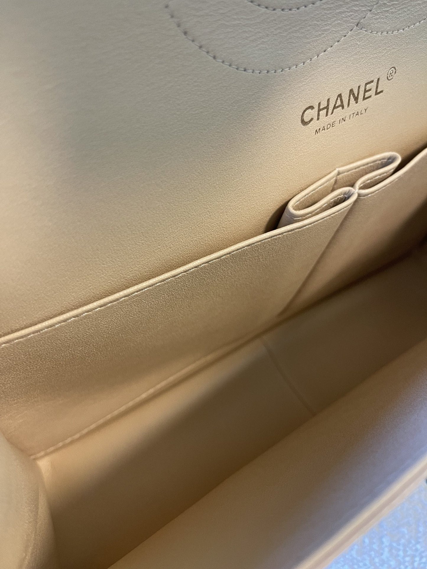 Beige Clair Caviar Quilted Jumbo Classic Flap LGHW