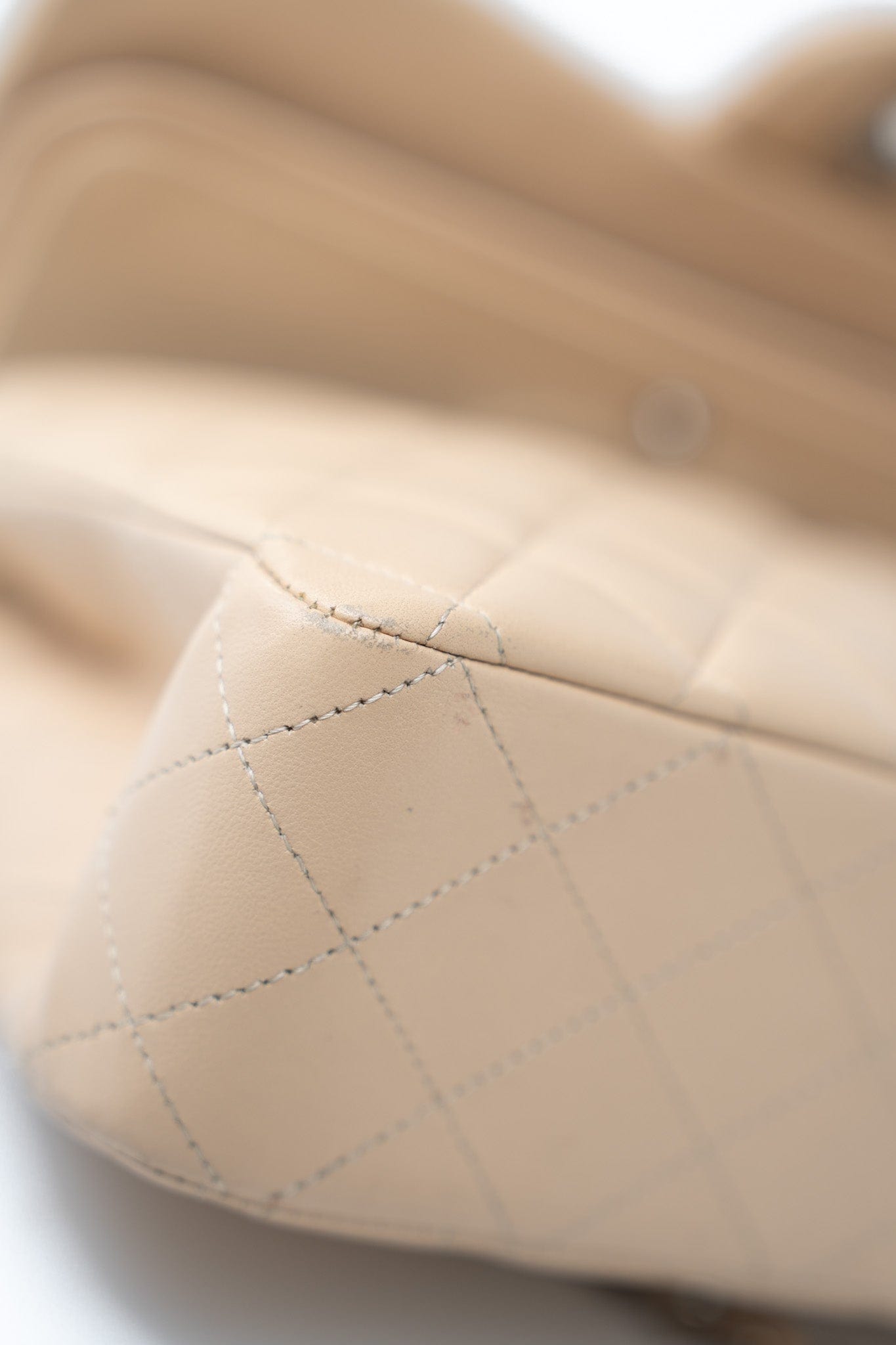 Beige Clair Lambskin Quilted Classic Flap Medium Silver Hardware