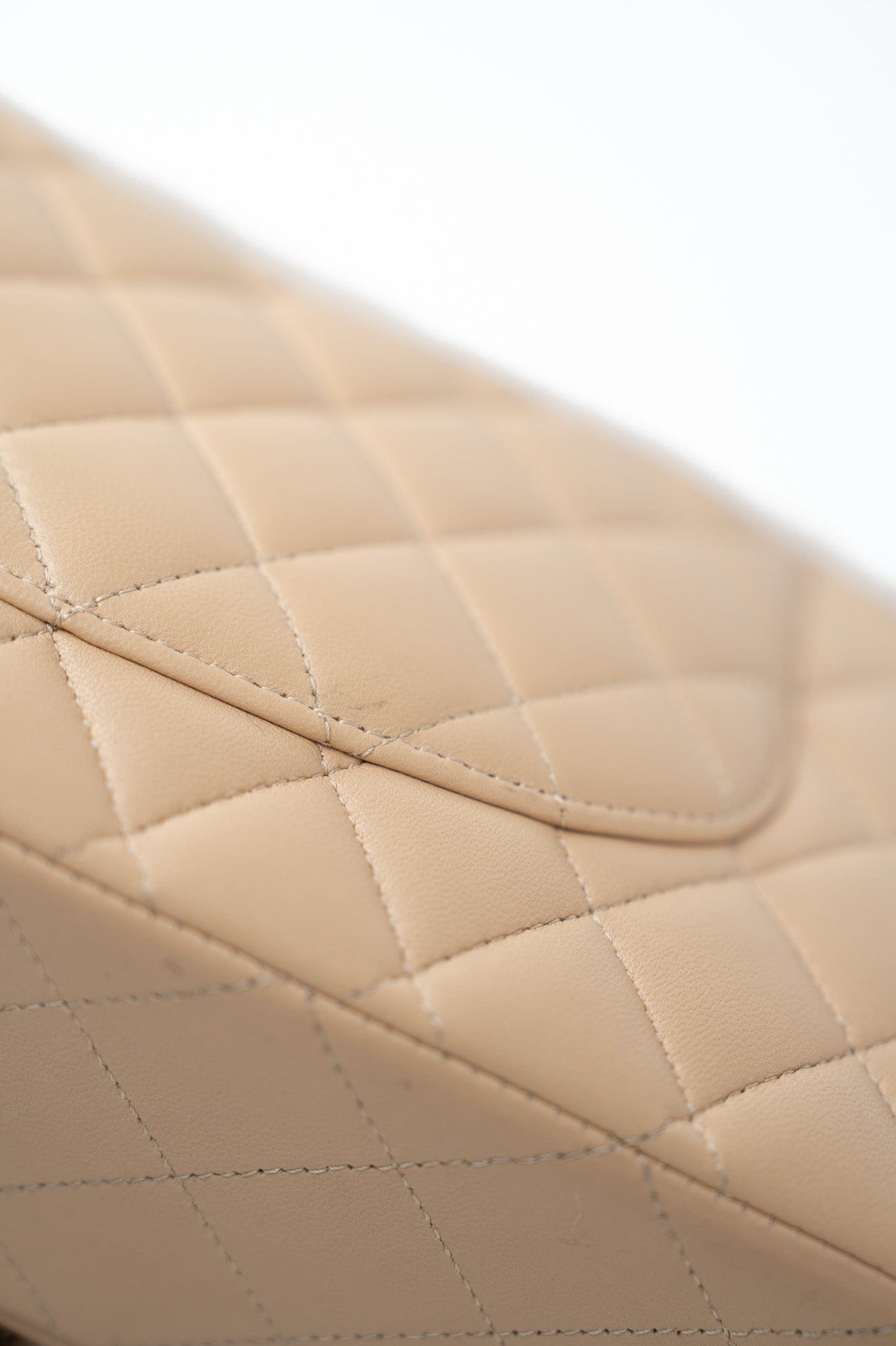 Beige Clair Lambskin Quilted Classic Flap Medium Silver Hardware