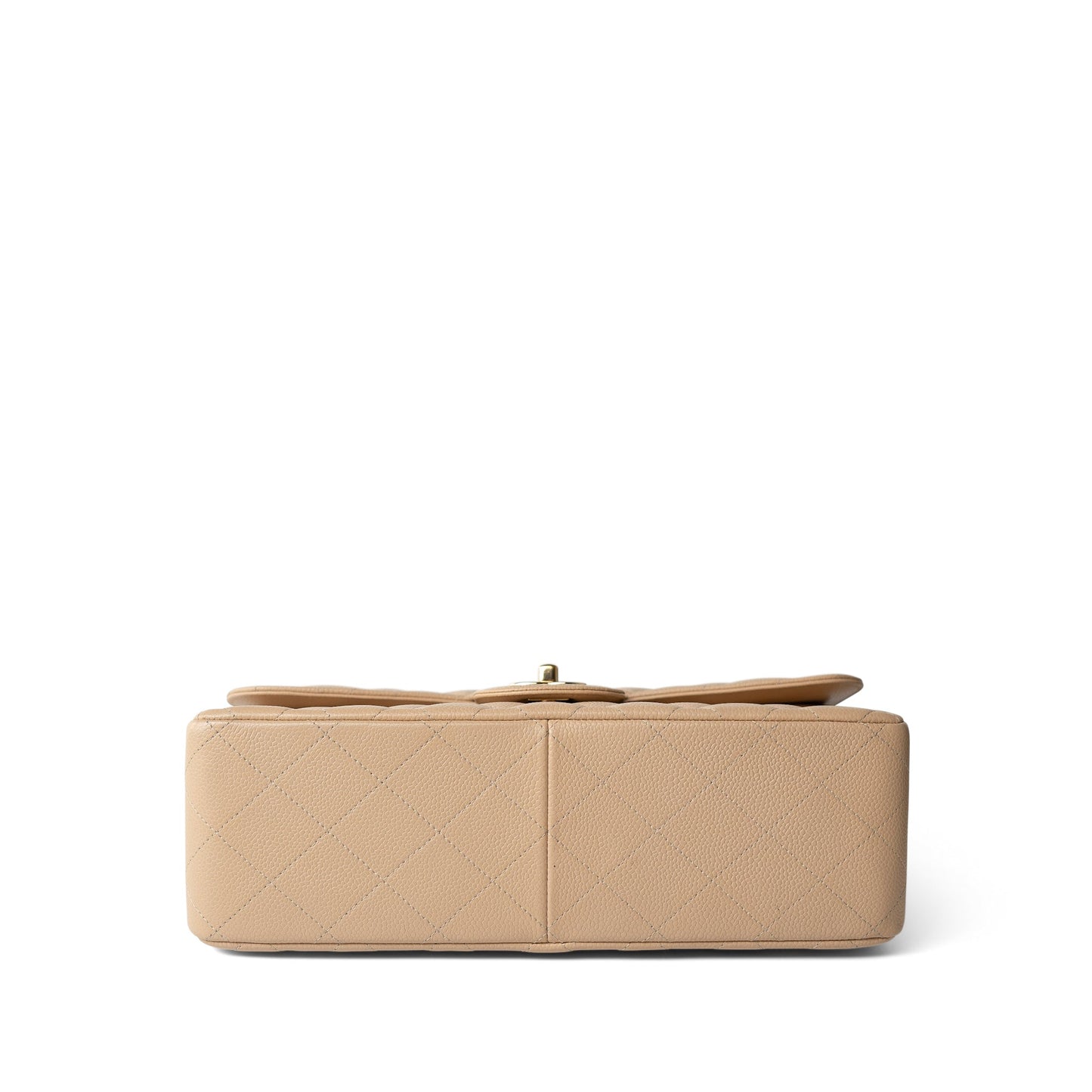 Beige Clair Caviar Quilted Jumbo Classic Flap Gold Hardware