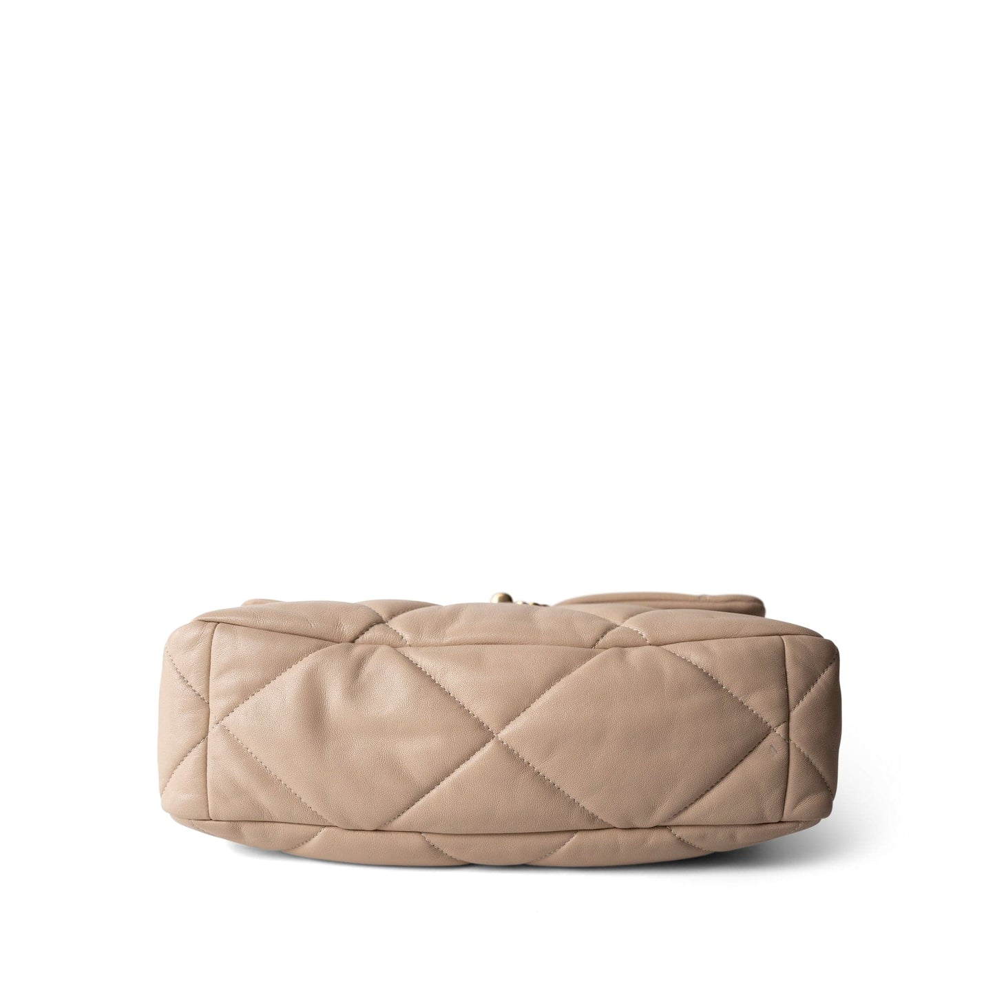 Light Beige Goatskin Quilted 19 Flap Large Mixed Hardware