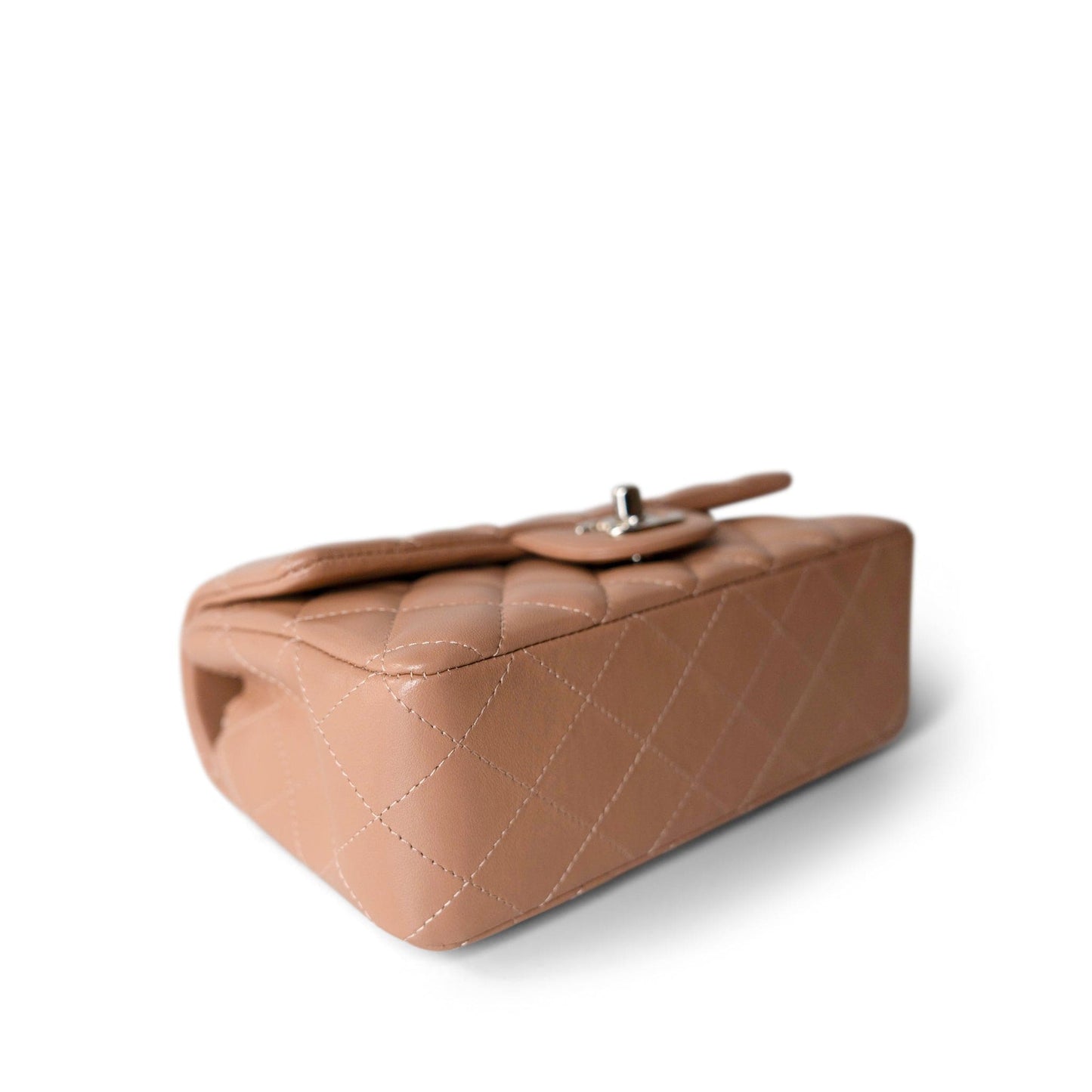 Light Caramel Quilted Mini Rectangular Silver Hardware