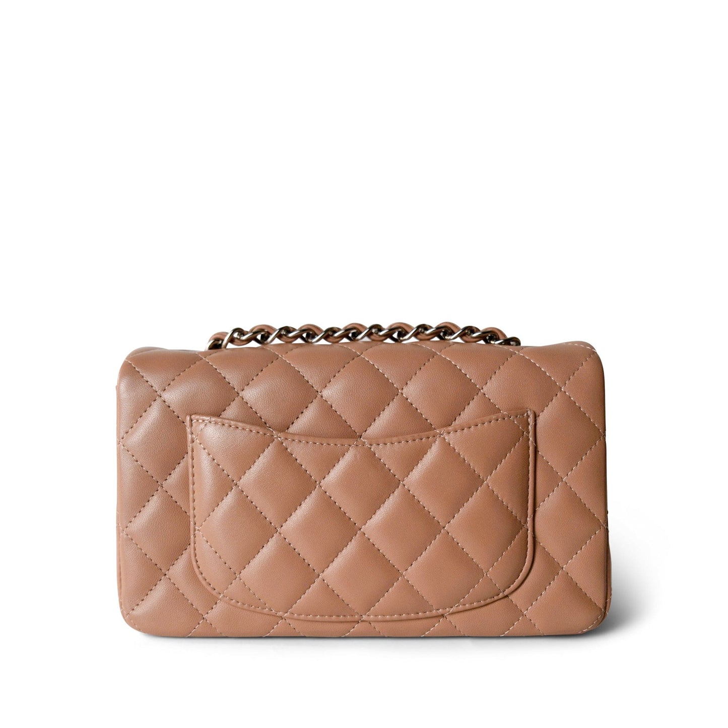 Light Caramel Quilted Mini Rectangular Silver Hardware