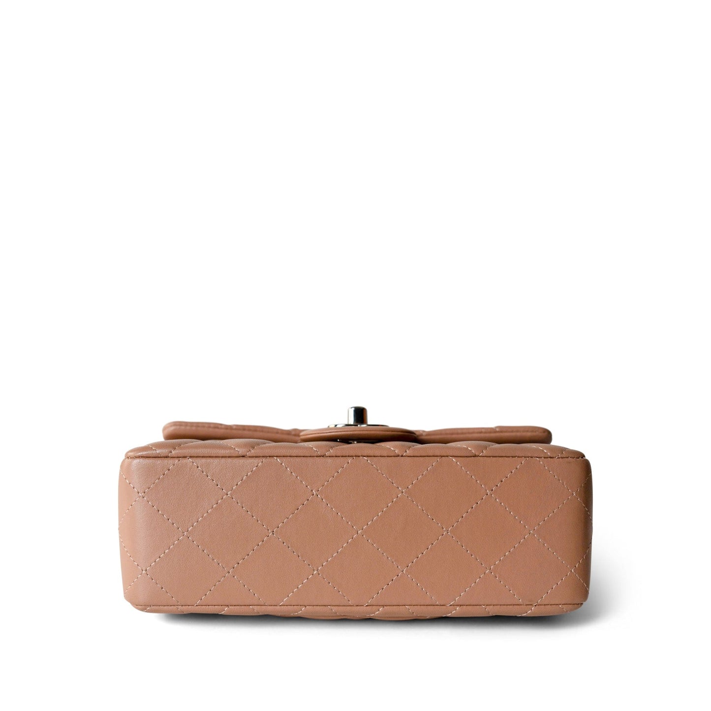 Light Caramel Quilted Mini Rectangular Silver Hardware