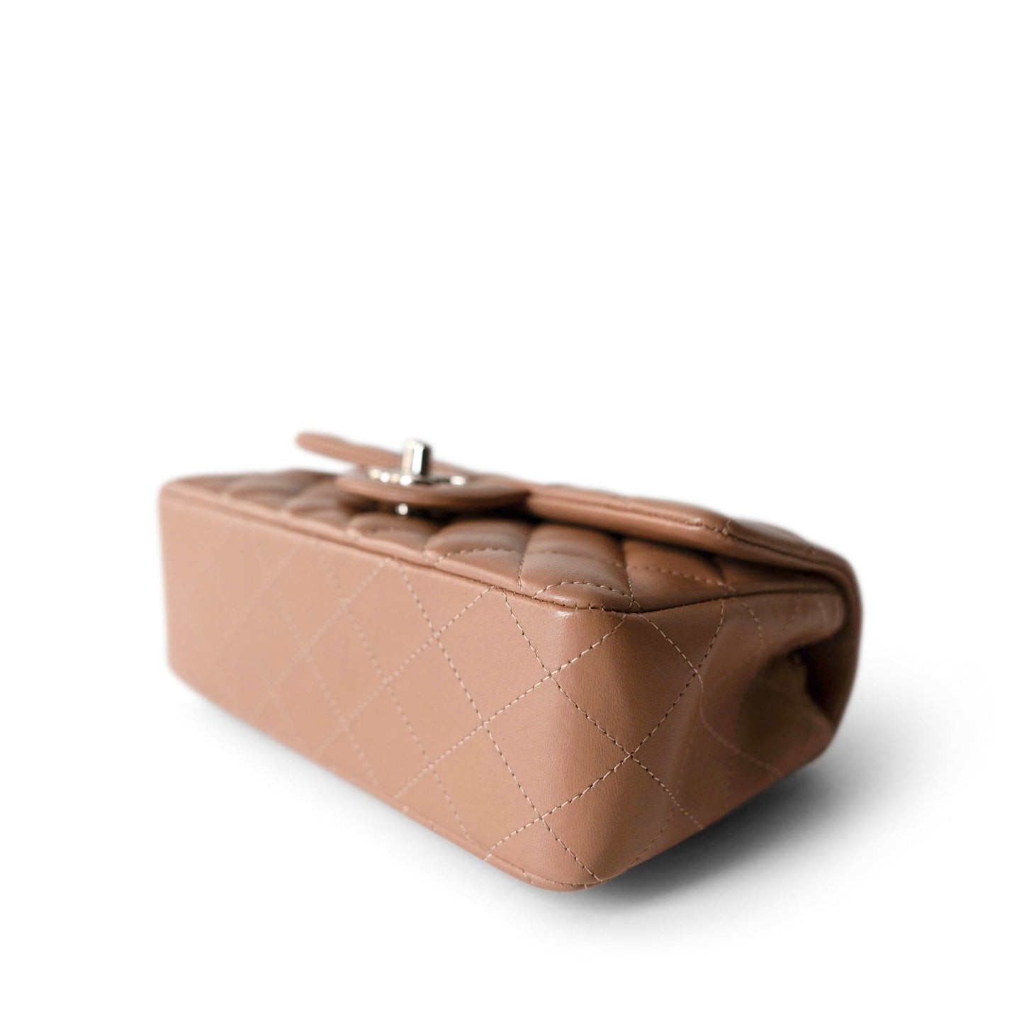 Light Caramel Quilted Mini Rectangular Silver Hardware