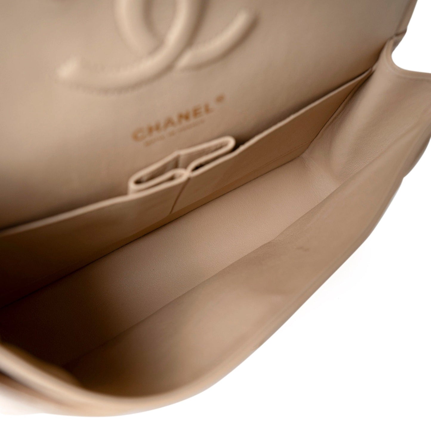 Beige/Tan Caviar Quilted Classic Flap Medium Light Gold Hardware