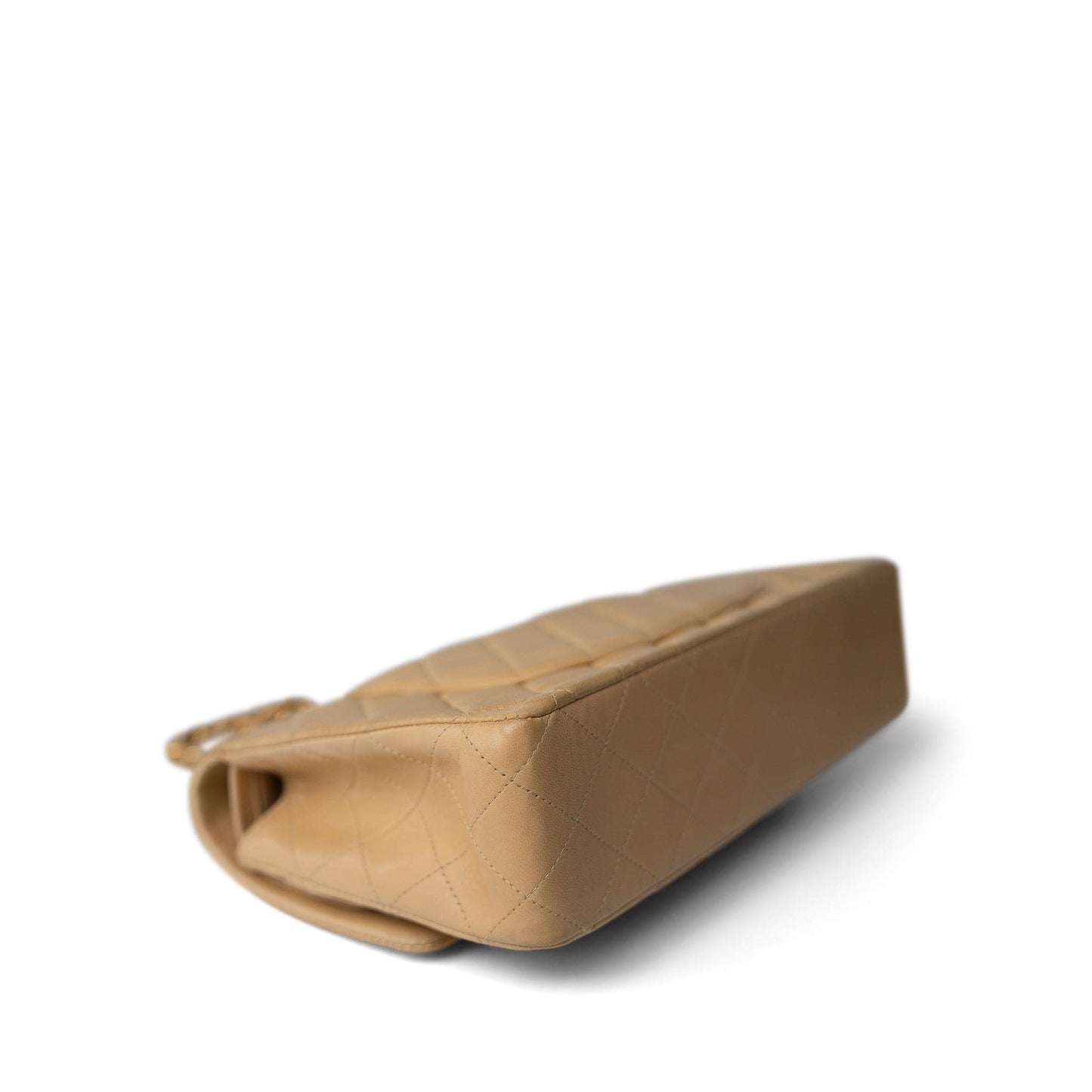 Vintage Beige Lambskin Quilted Classic Flap Medium Gold Hardware