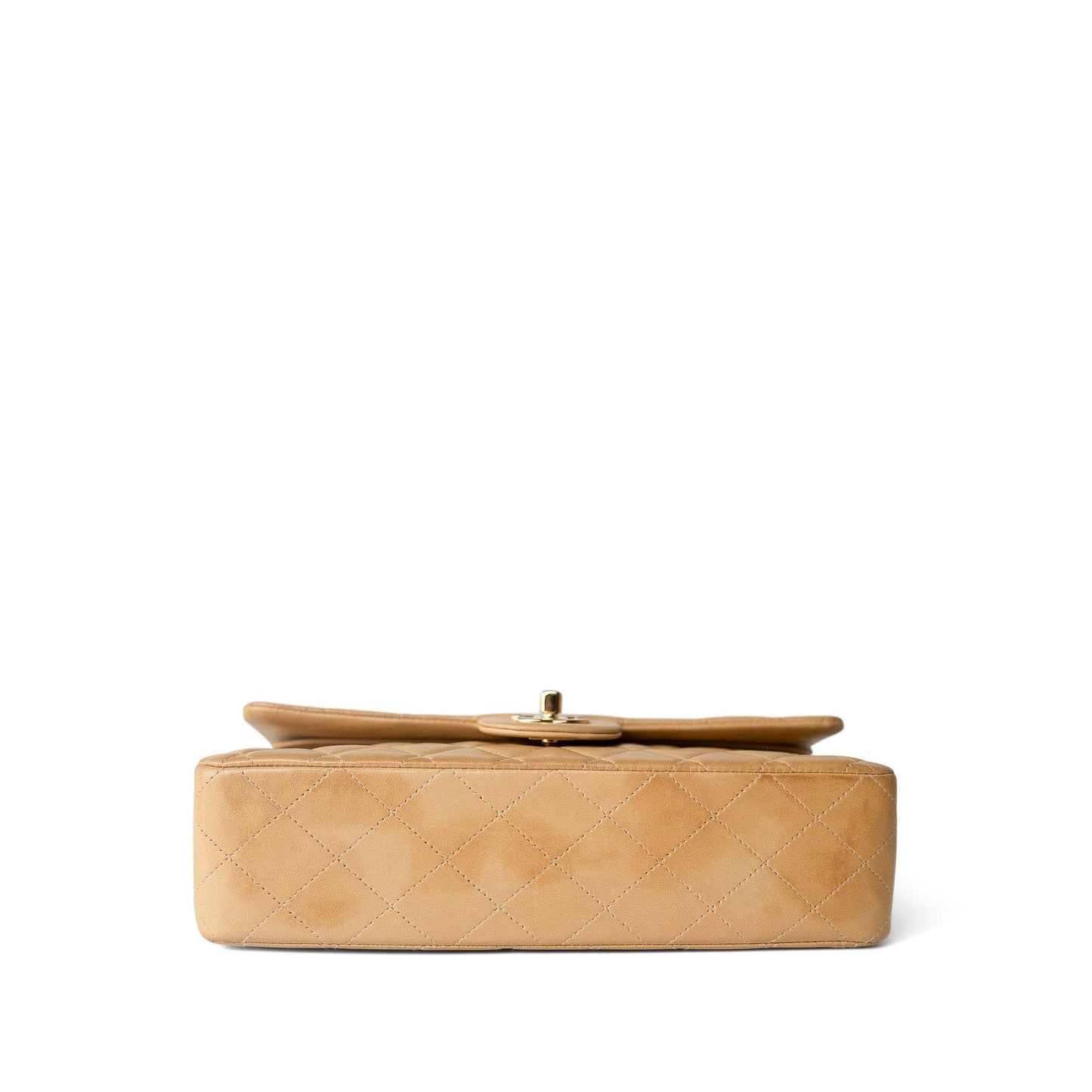 Vintage Beige Lambskin Quilted Classic flap Medium Gold Hardware