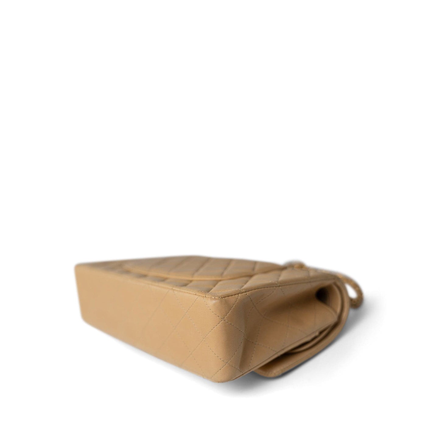 Vintage Beige Lambskin Quilted Classic Flap Medium Gold Hardware