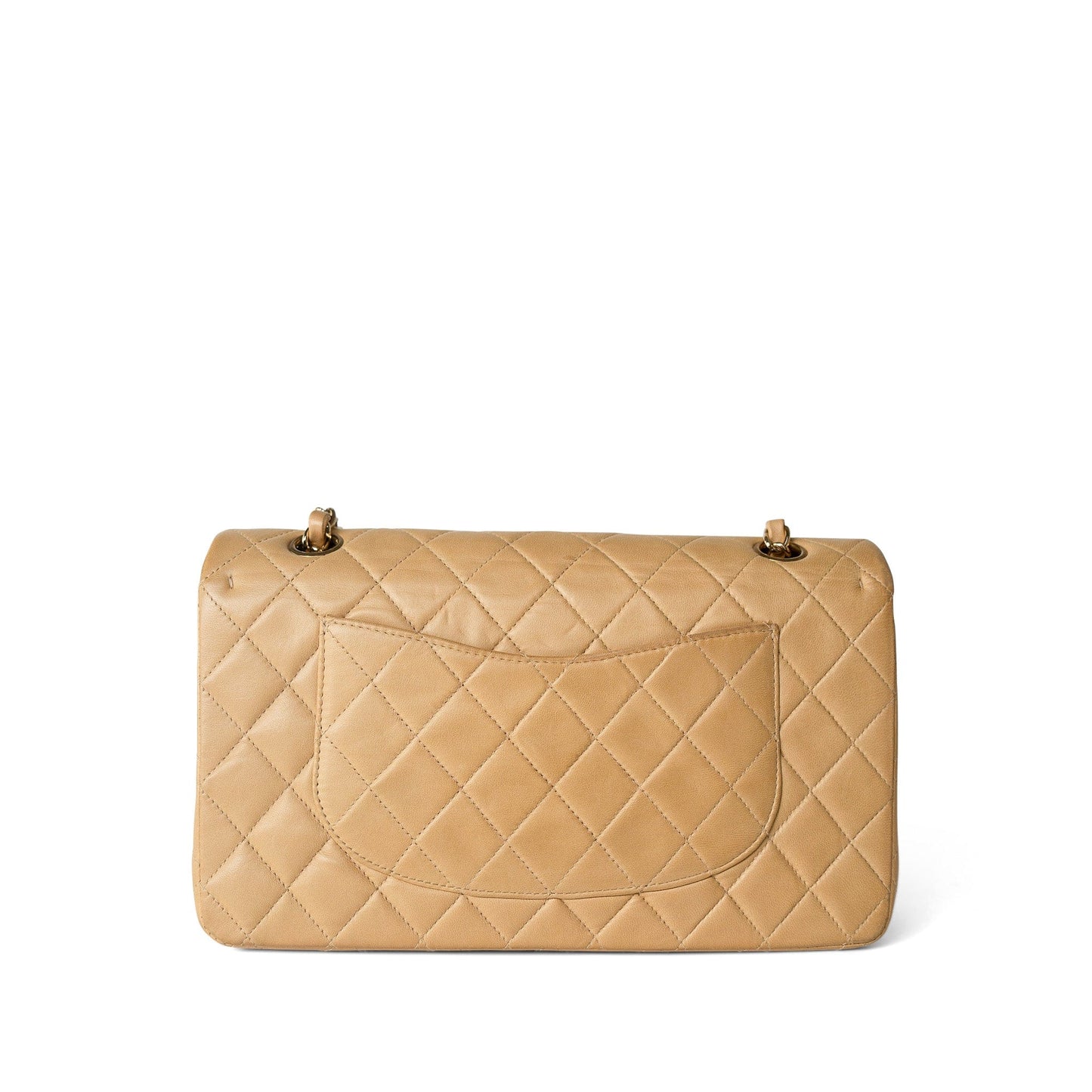 Vintage Beige Lambskin Quilted Classic flap Medium Gold Hardware