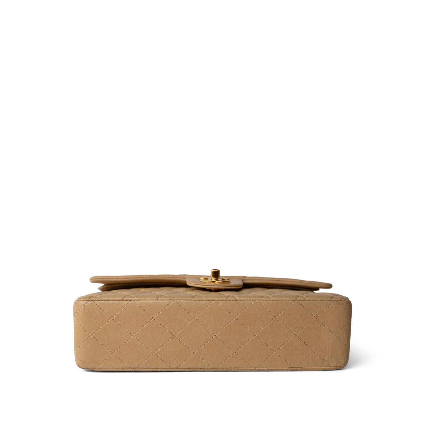 Vintage Beige Lambskin Quilted Classic Flap Medium Gold Hardware