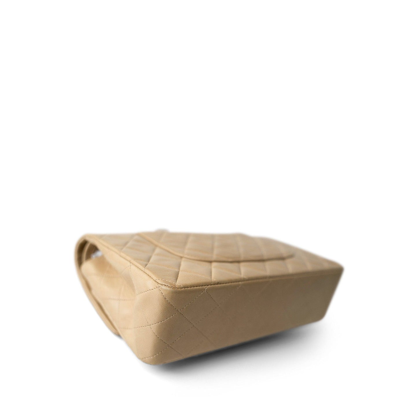 Vintage Dark Beige Lambskin Quilted Classic Flap Medium Gold Hardware