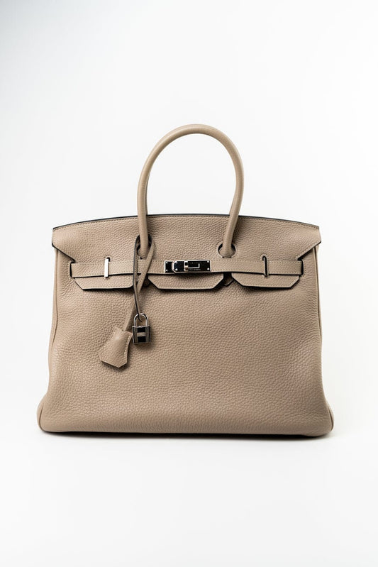 Birkin 35 Gris Tourterelle Veau Togo Leather Palladium Played 2011 O