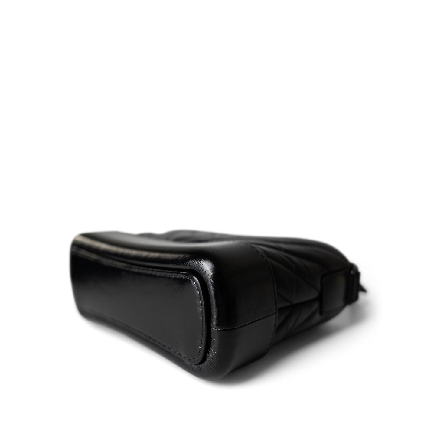 19B So Black Aged Calfskin Chevron Small Hobo Gabrielle Bag