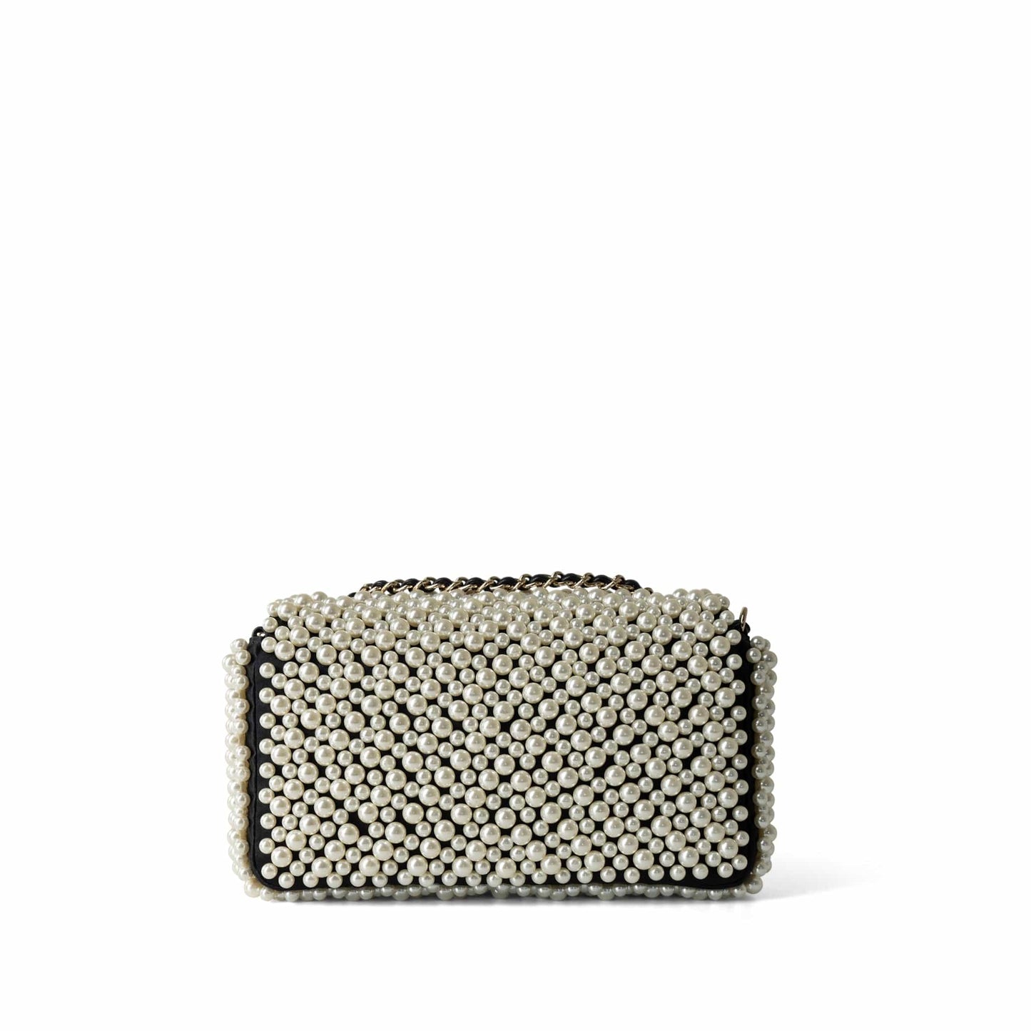 19S Pearl On Flap Mini Rectangular Bag Light Gold Hardware