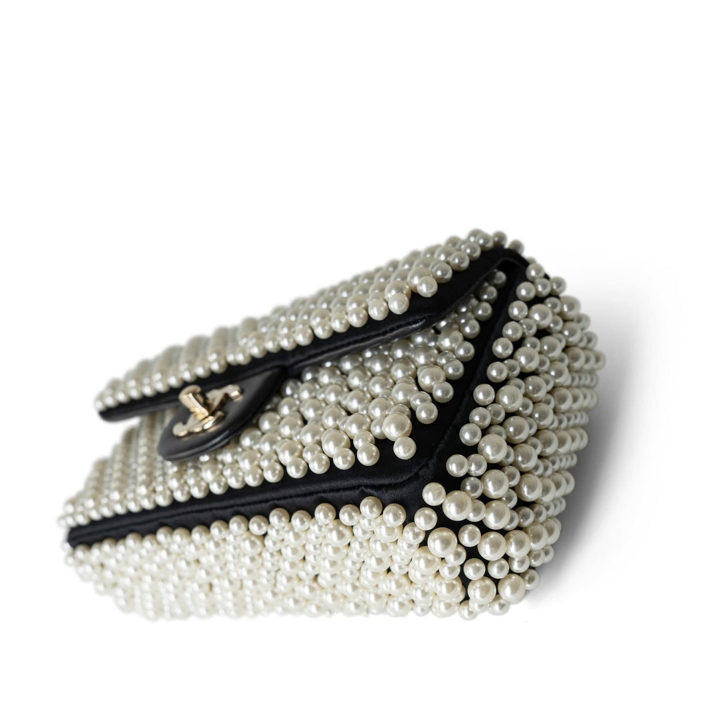 19S Pearl On Flap Mini Rectangular Bag Light Gold Hardware