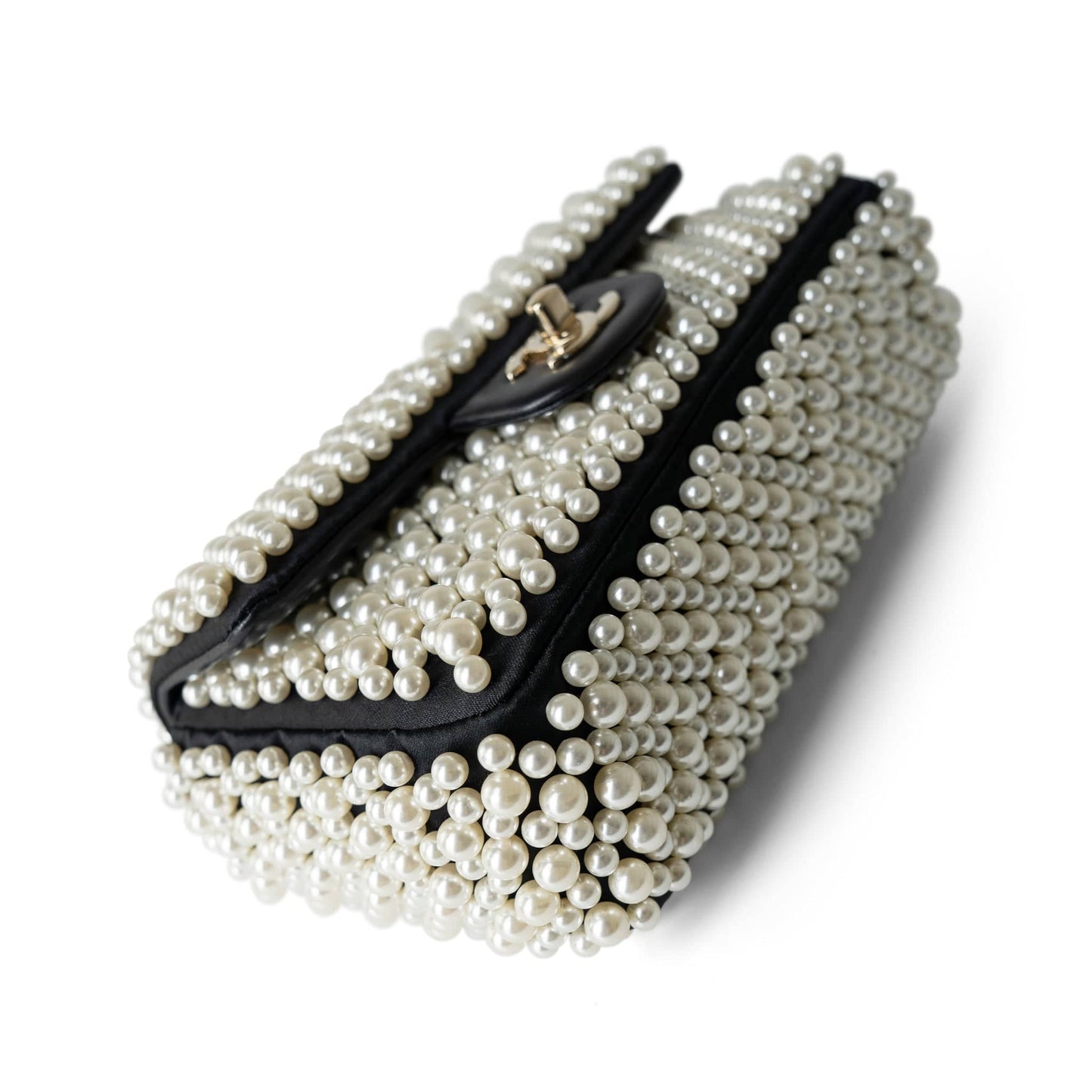 19S Pearl On Flap Mini Rectangular Bag Light Gold Hardware