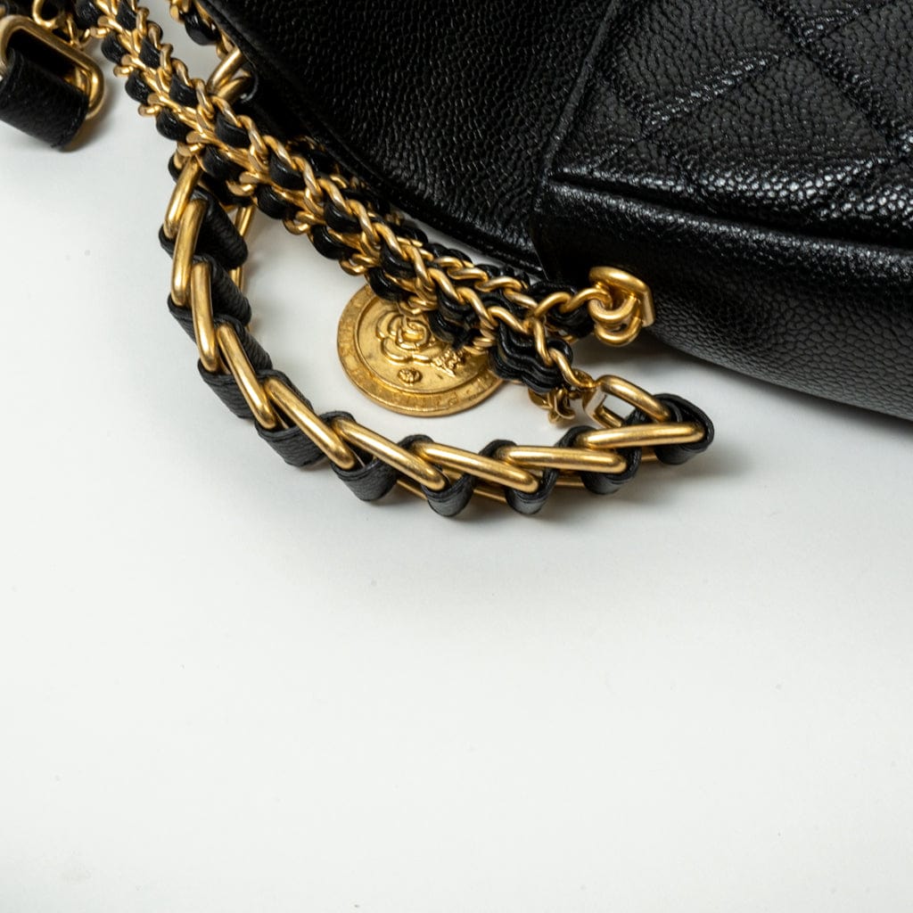 21A Black Caviar Quilted Mini Medallion Single Flap AGHW