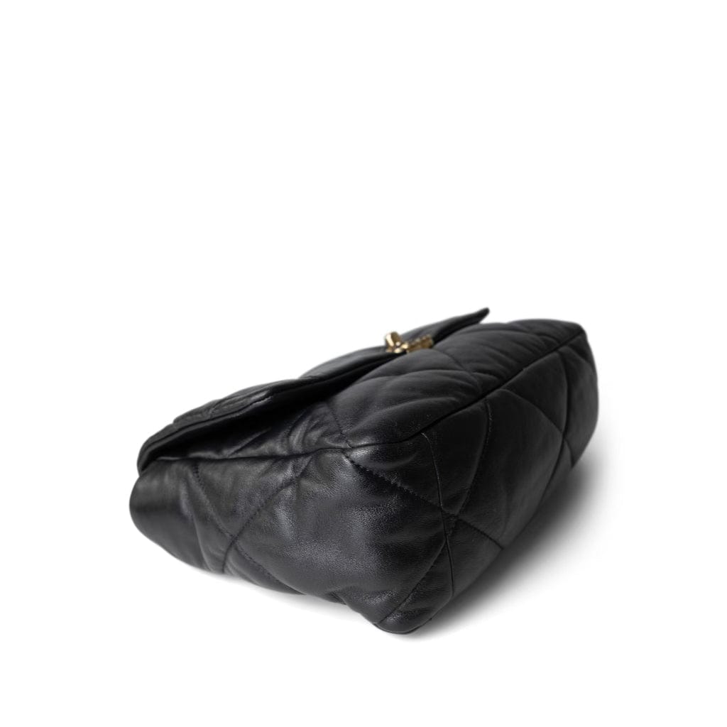 22P Black Lambskin Quilted Large 19 Flap Mixed Hardware