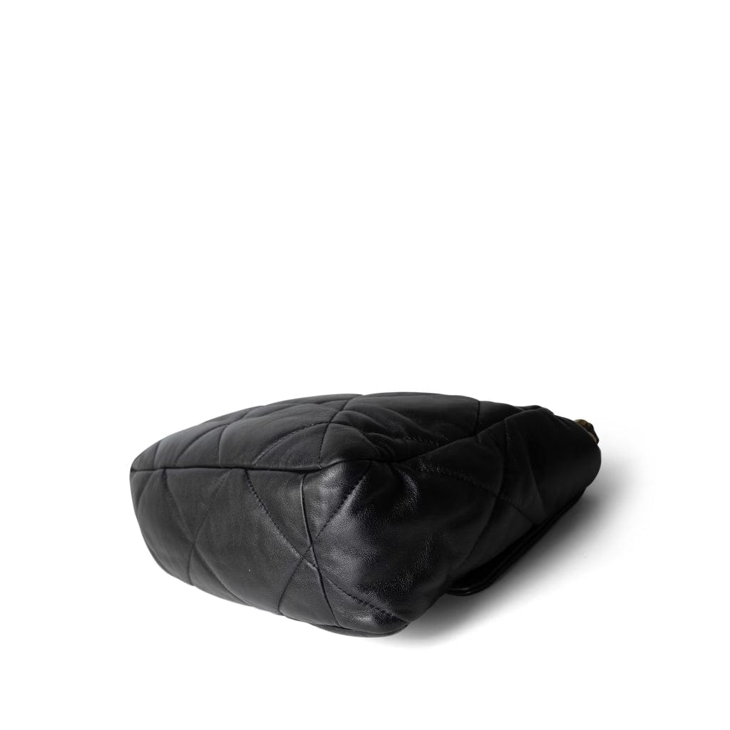 22P Black Lambskin Quilted Large 19 Flap Mixed Hardware