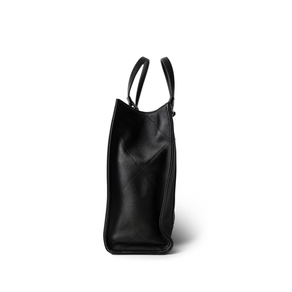 22P Small Black Zipped Shopping Bag