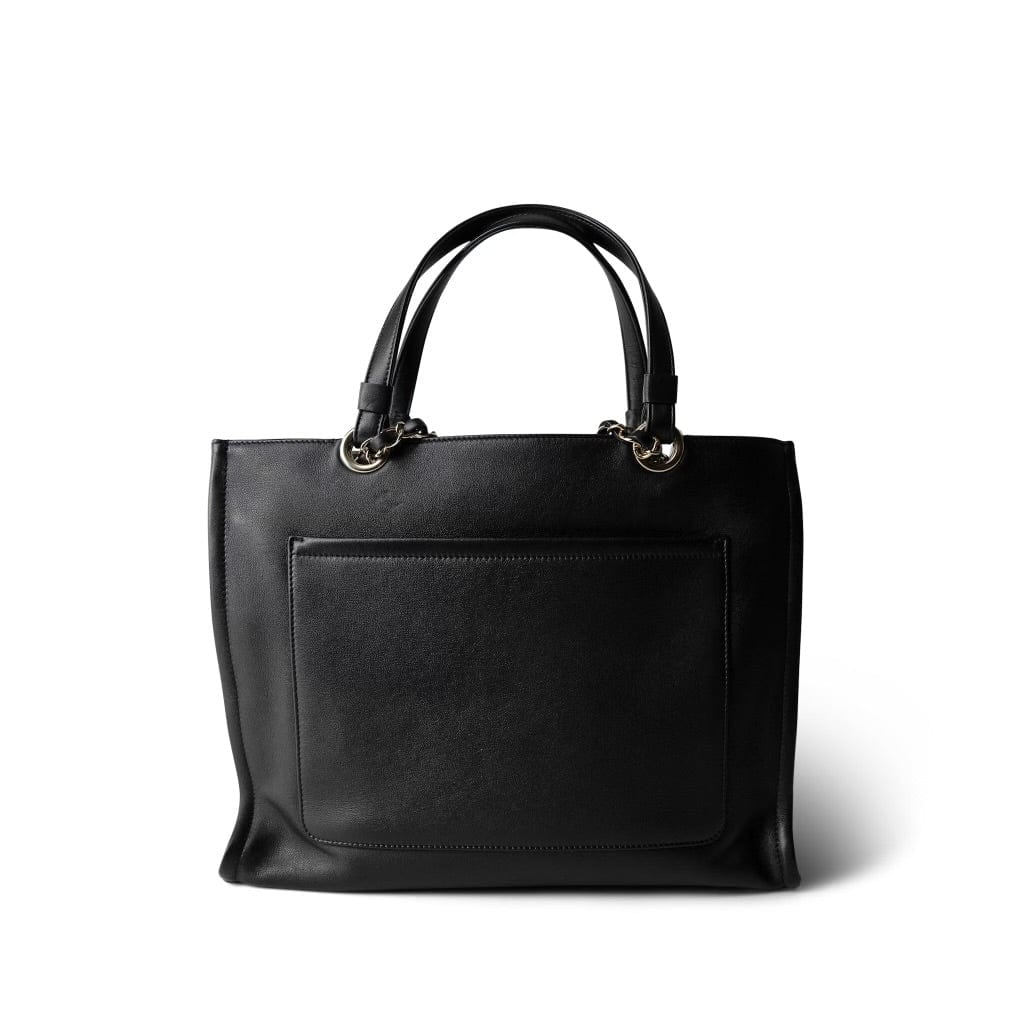 22P Small Black Zipped Shopping Bag
