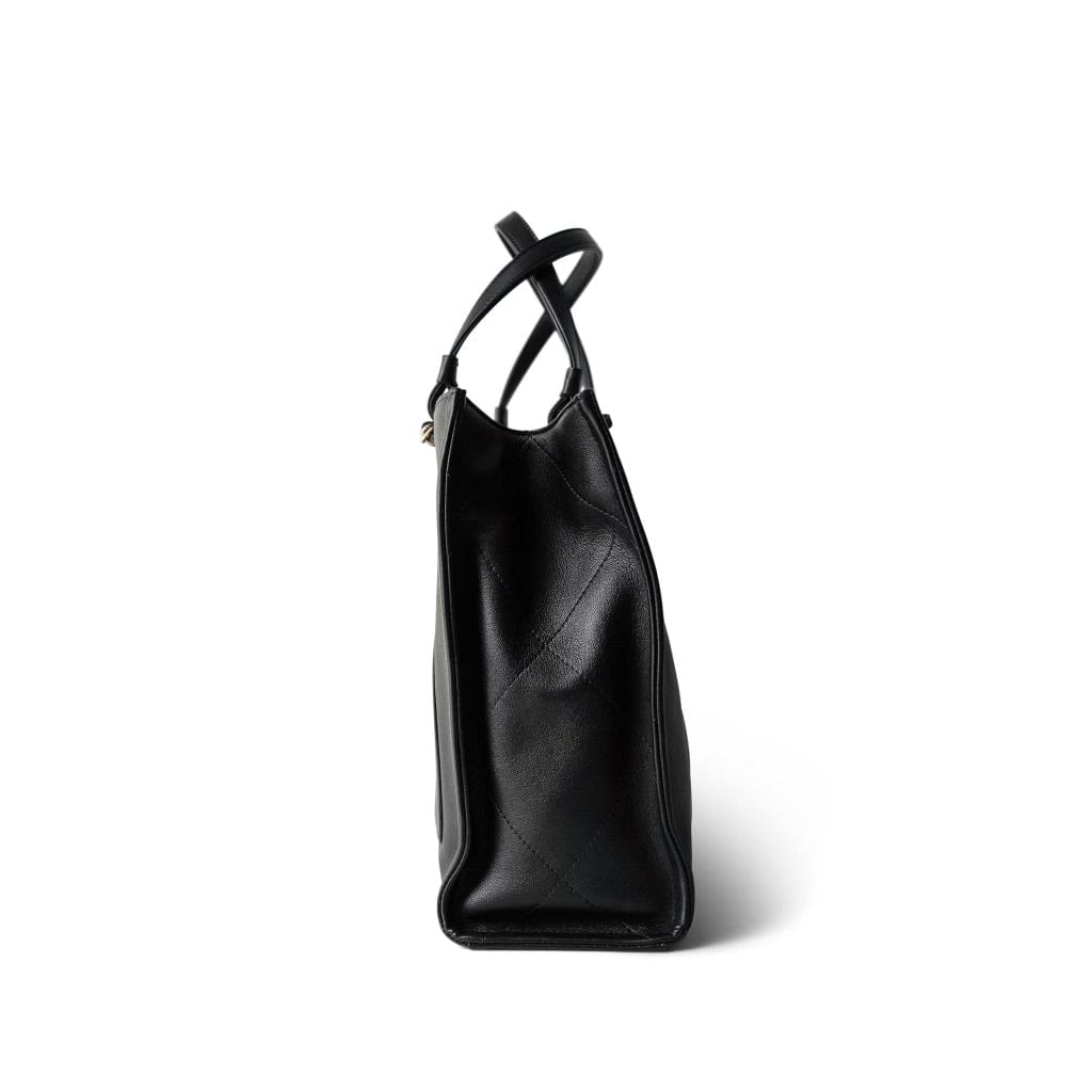 22P Small Black Zipped Shopping Bag