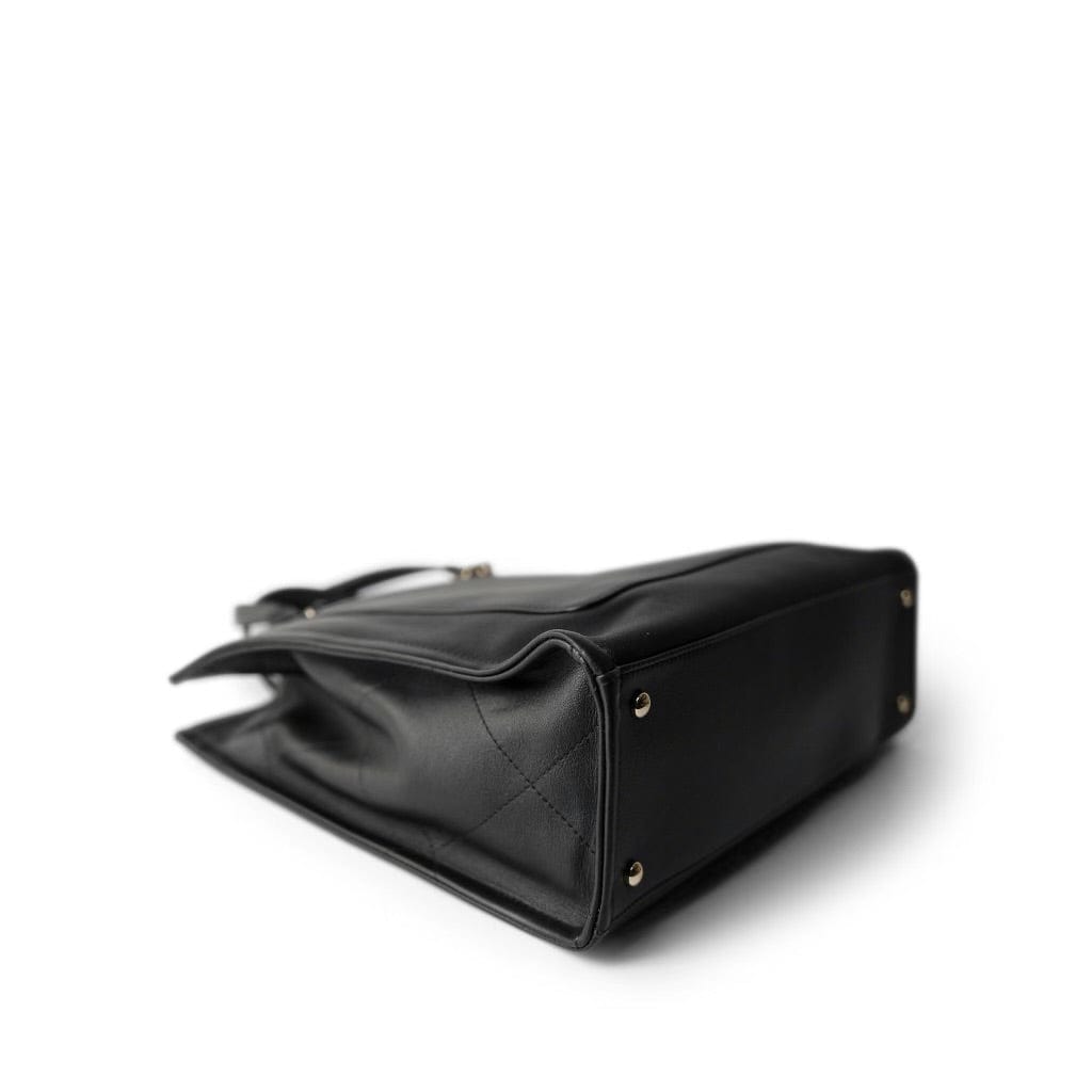 22P Small Black Zipped Shopping Bag