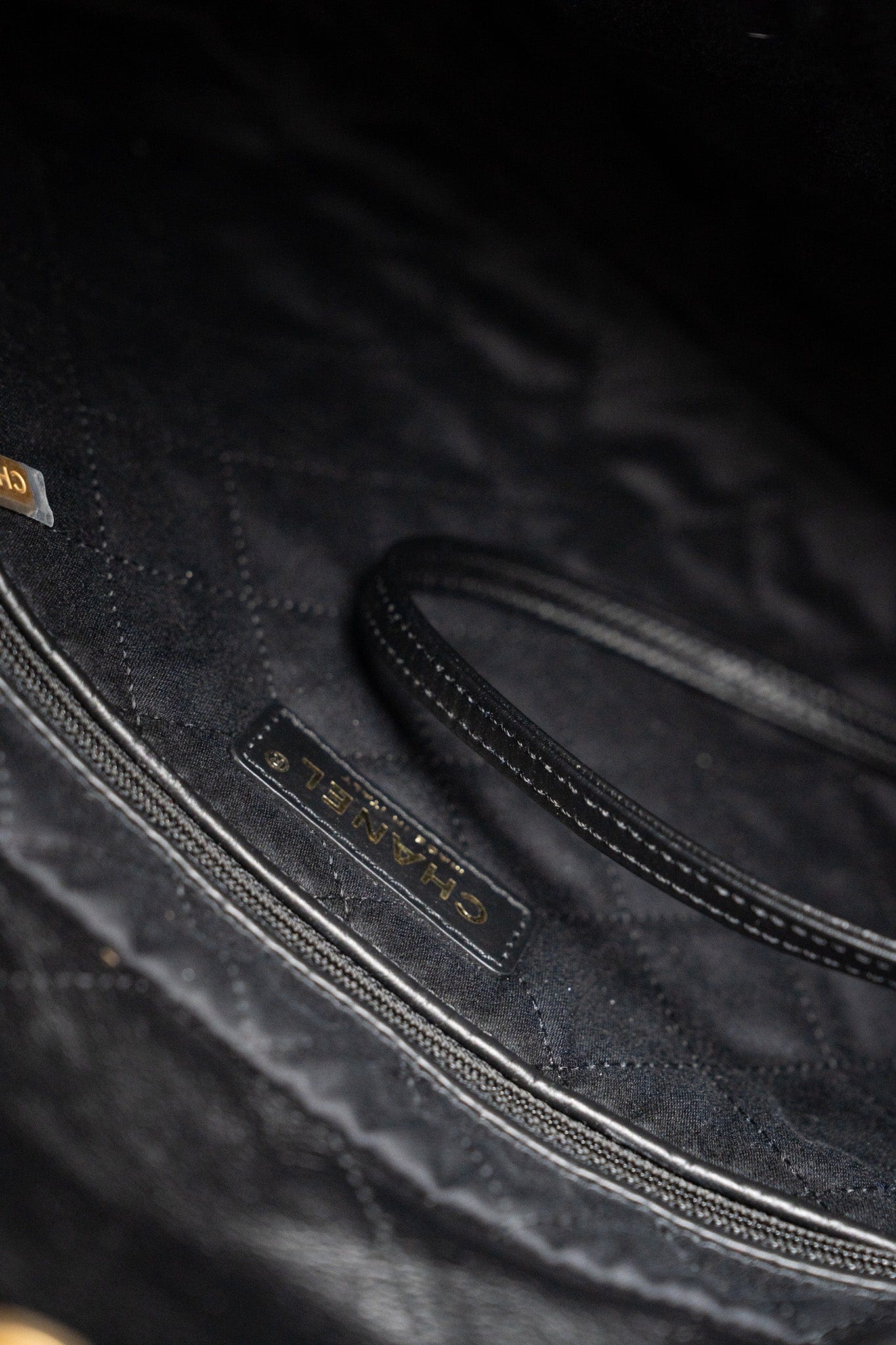 22S Black Calfskin Quilted 22 Drawstring Bag Small Antique Gold Hardware