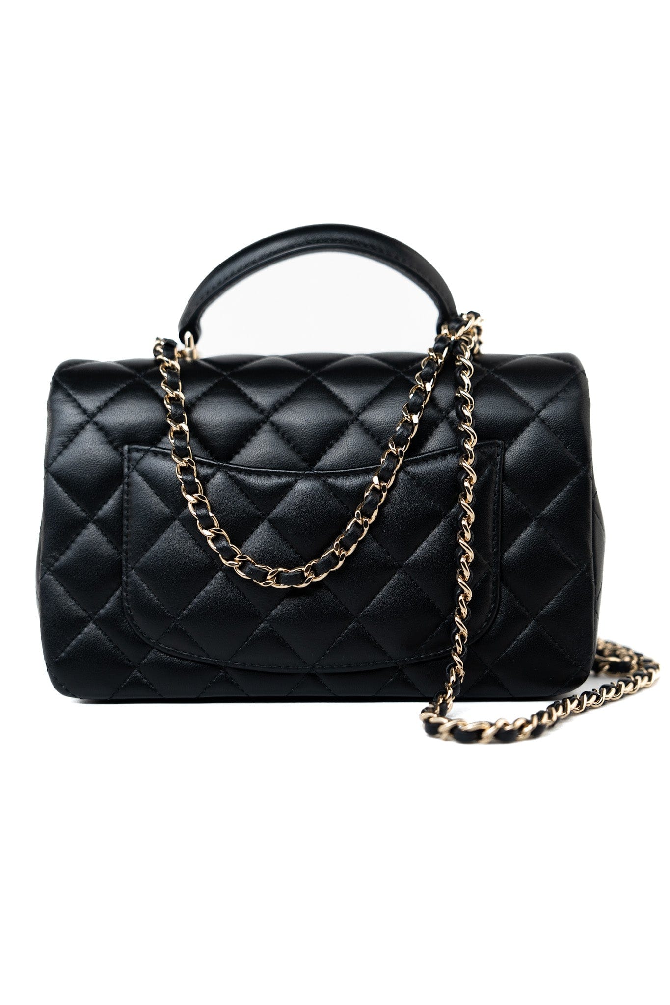 23A Black Lambskin Mini Top Handle Light Gold Hardware