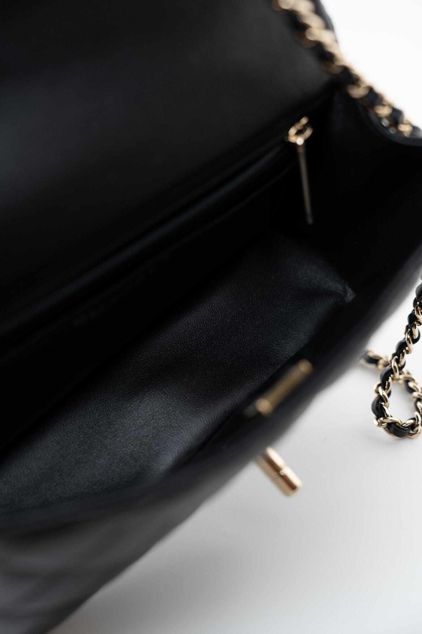 23A Black Lambskin Mini Top Handle Light Gold Hardware