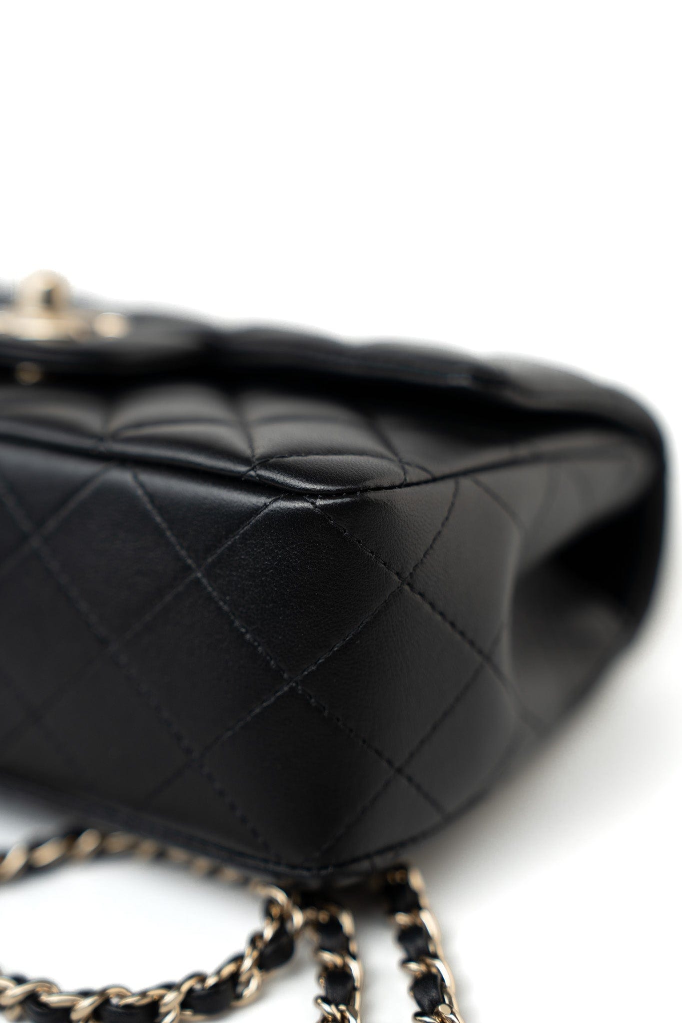 23A Black Lambskin Mini Top Handle Light Gold Hardware