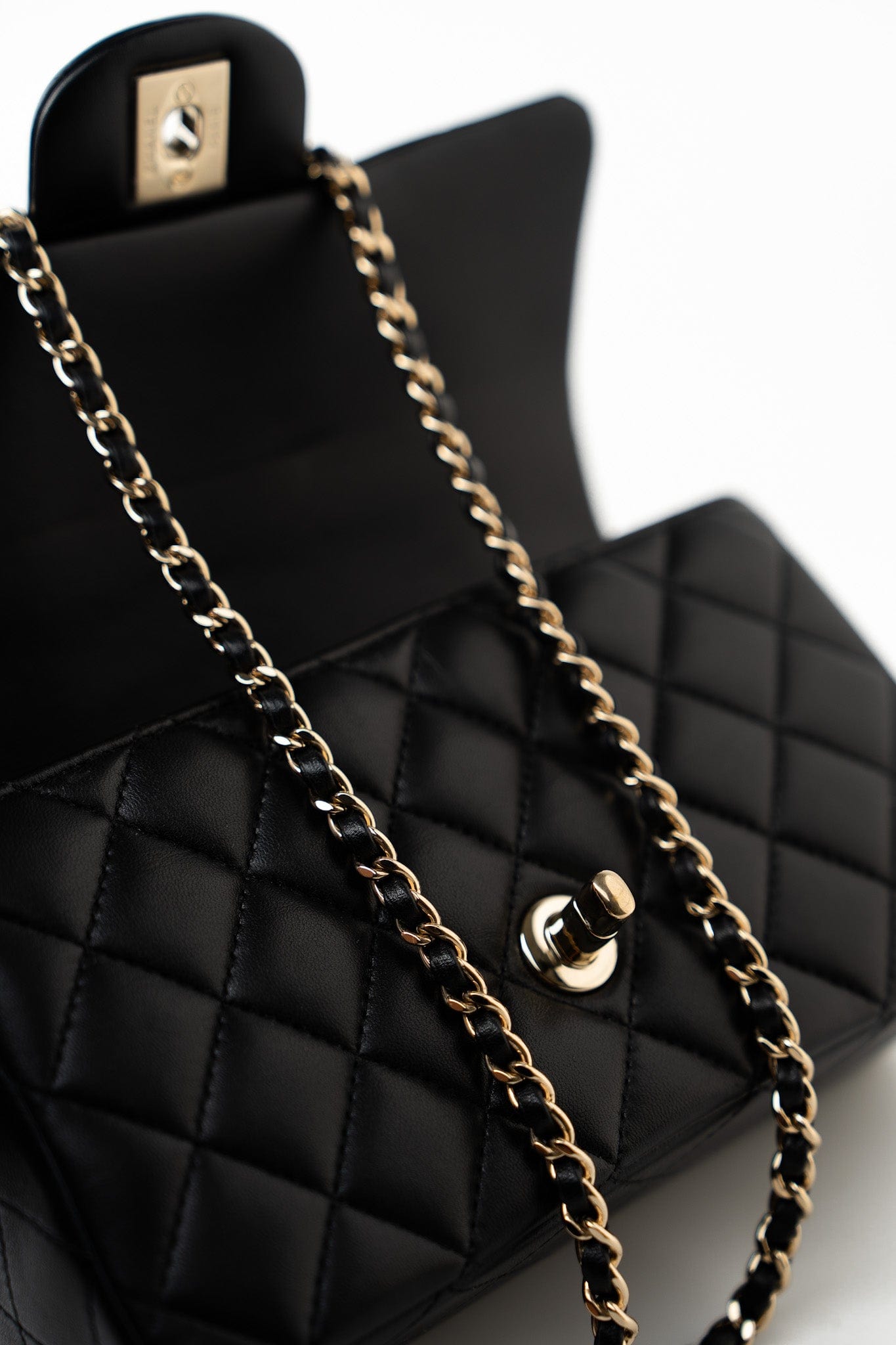 23A Black Lambskin Mini Top Handle Light Gold Hardware