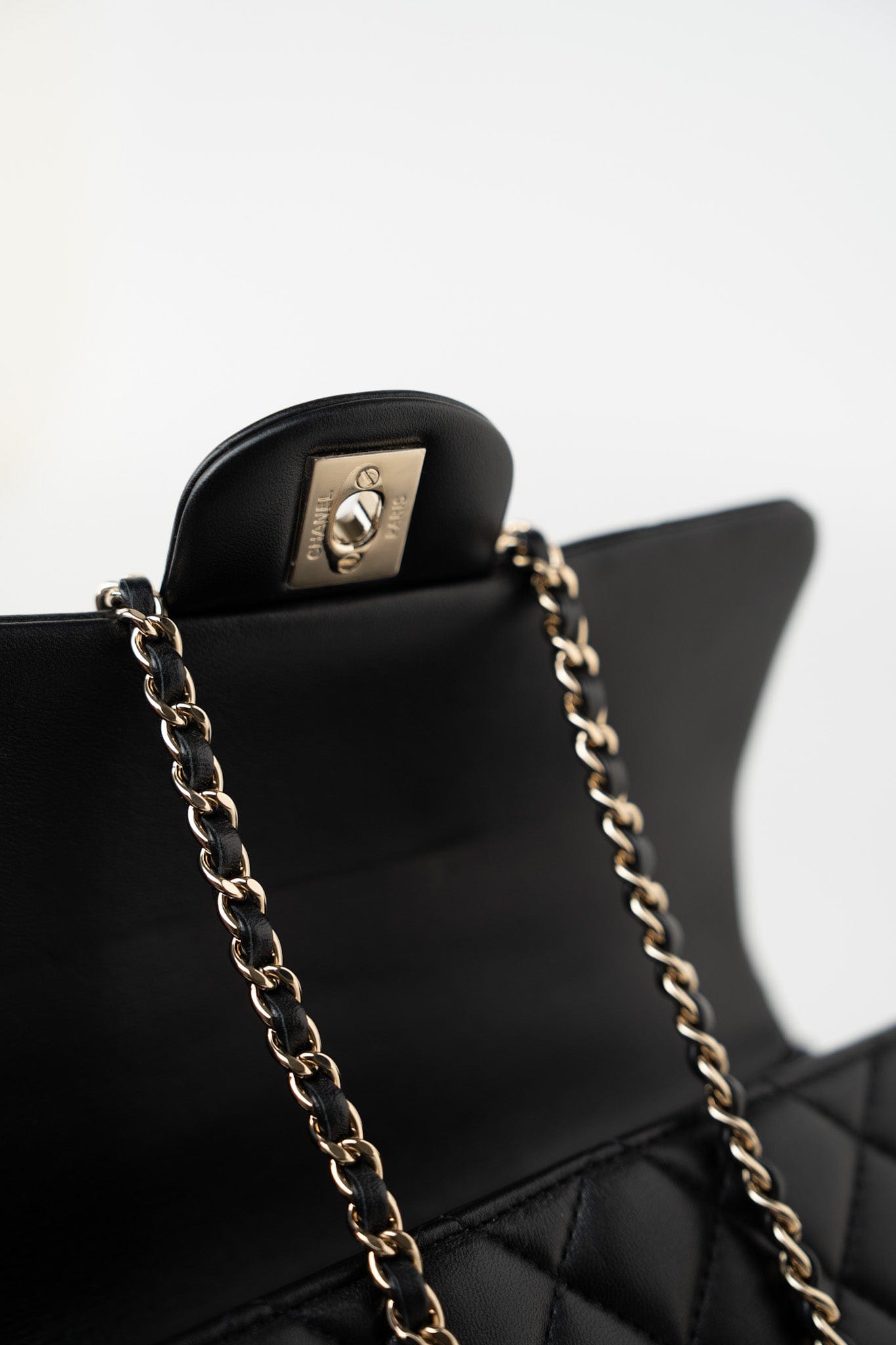 23A Black Lambskin Mini Top Handle Light Gold Hardware