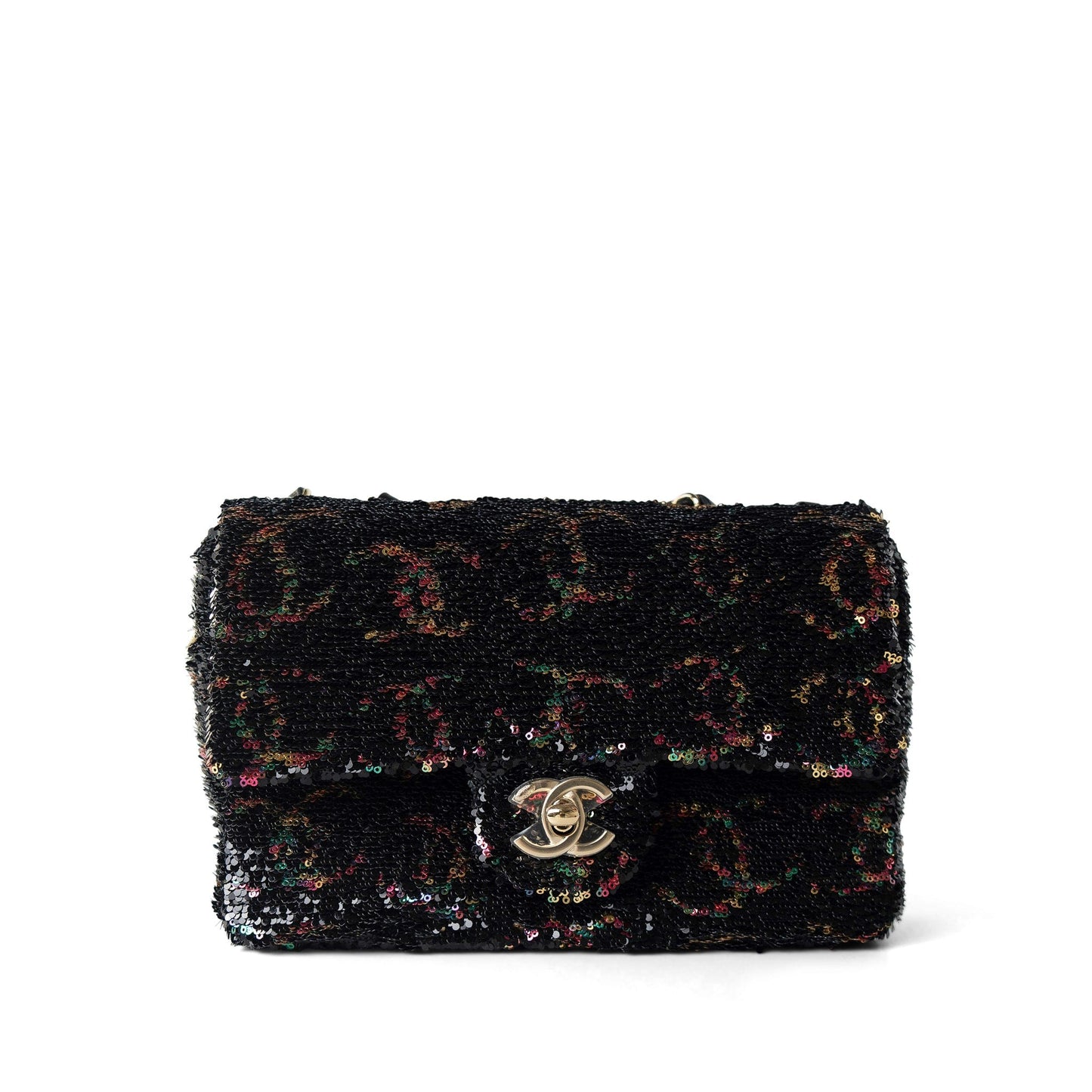 23B Black Multicolor Reversible Sequins Single Flap Bag