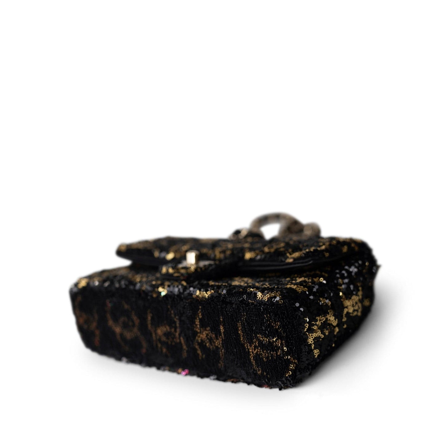 23B Black Multicolor Reversible Sequins Single Flap Bag