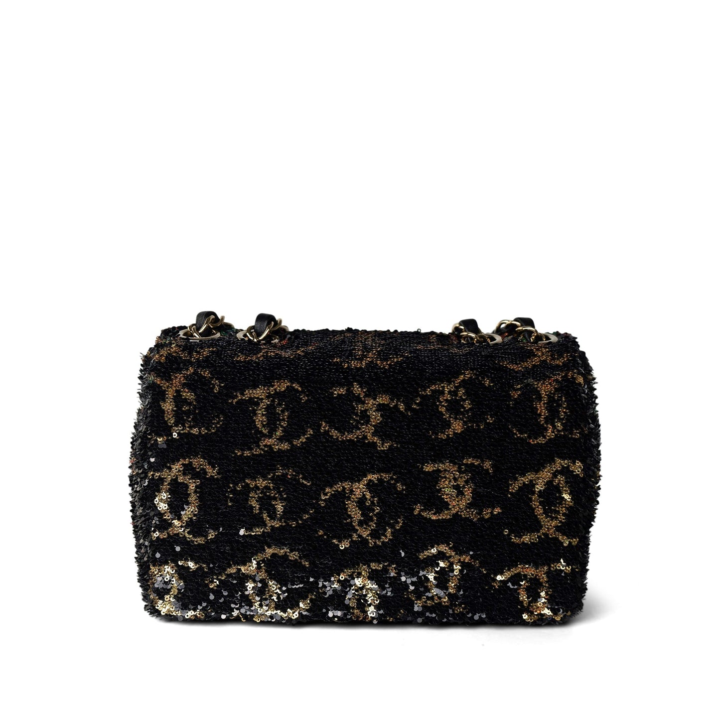 23B Black Multicolor Reversible Sequins Single Flap Bag