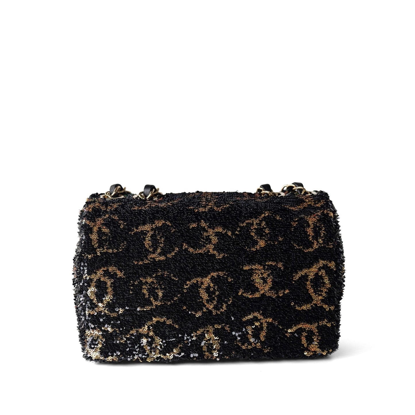 23B Black Multicolor Reversible Sequins Single Flap Bag