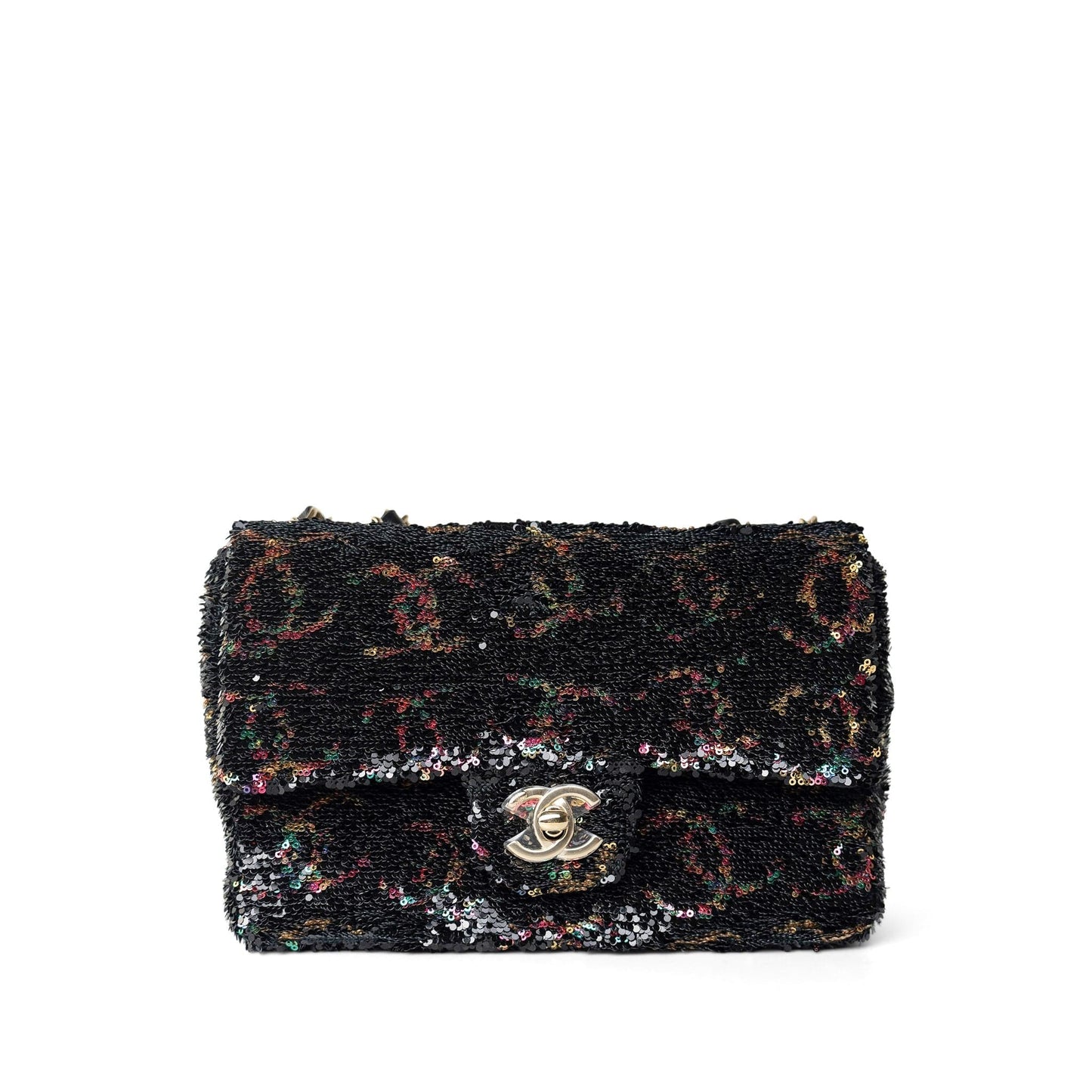 23B Black Multicolor Reversible Sequins Single Flap Bag