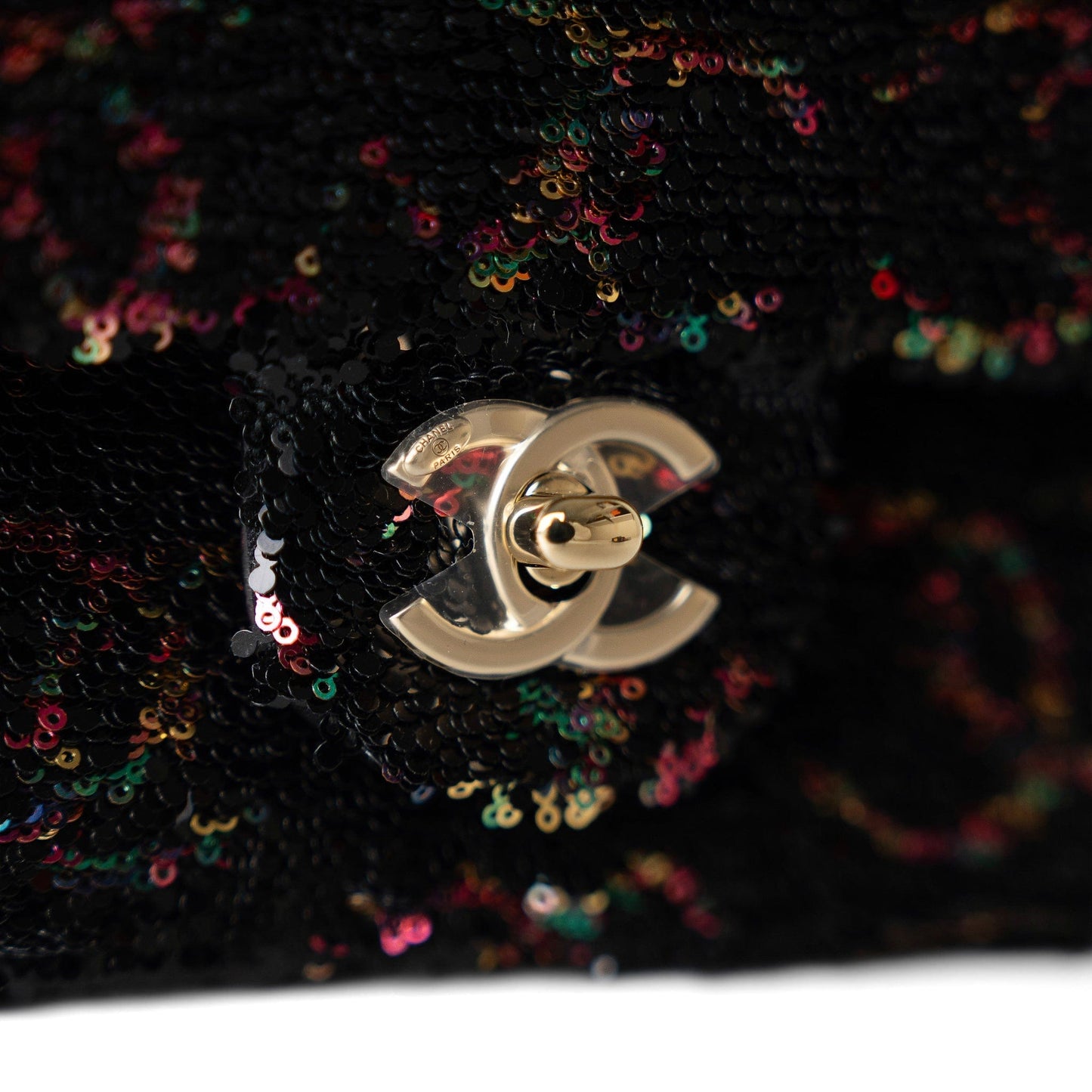 23B Black Multicolor Reversible Sequins Single Flap Bag