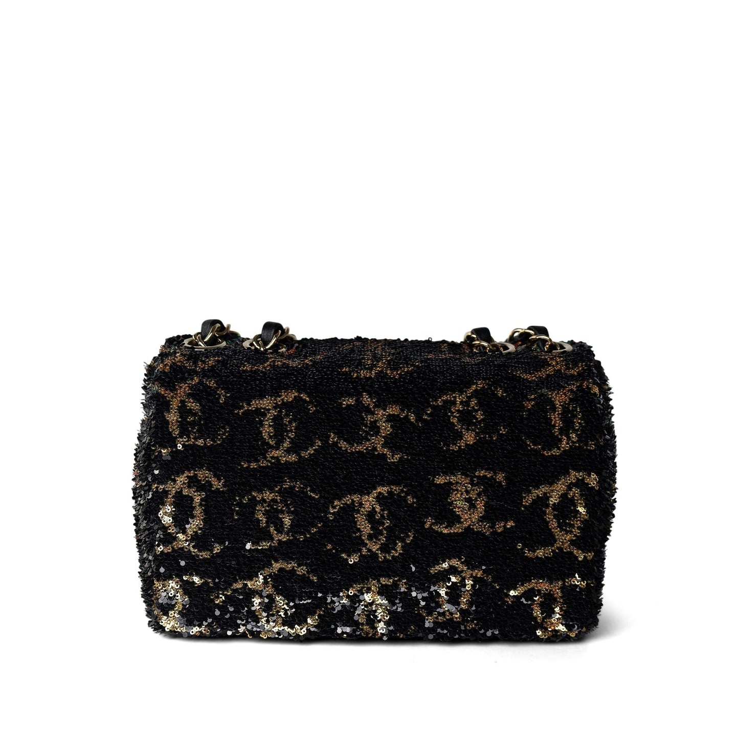 23B Black Multicolor Reversible Sequins Single Flap Bag