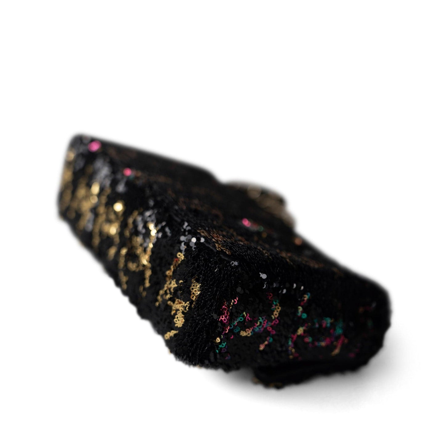 23B Black Multicolor Reversible Sequins Single Flap Bag