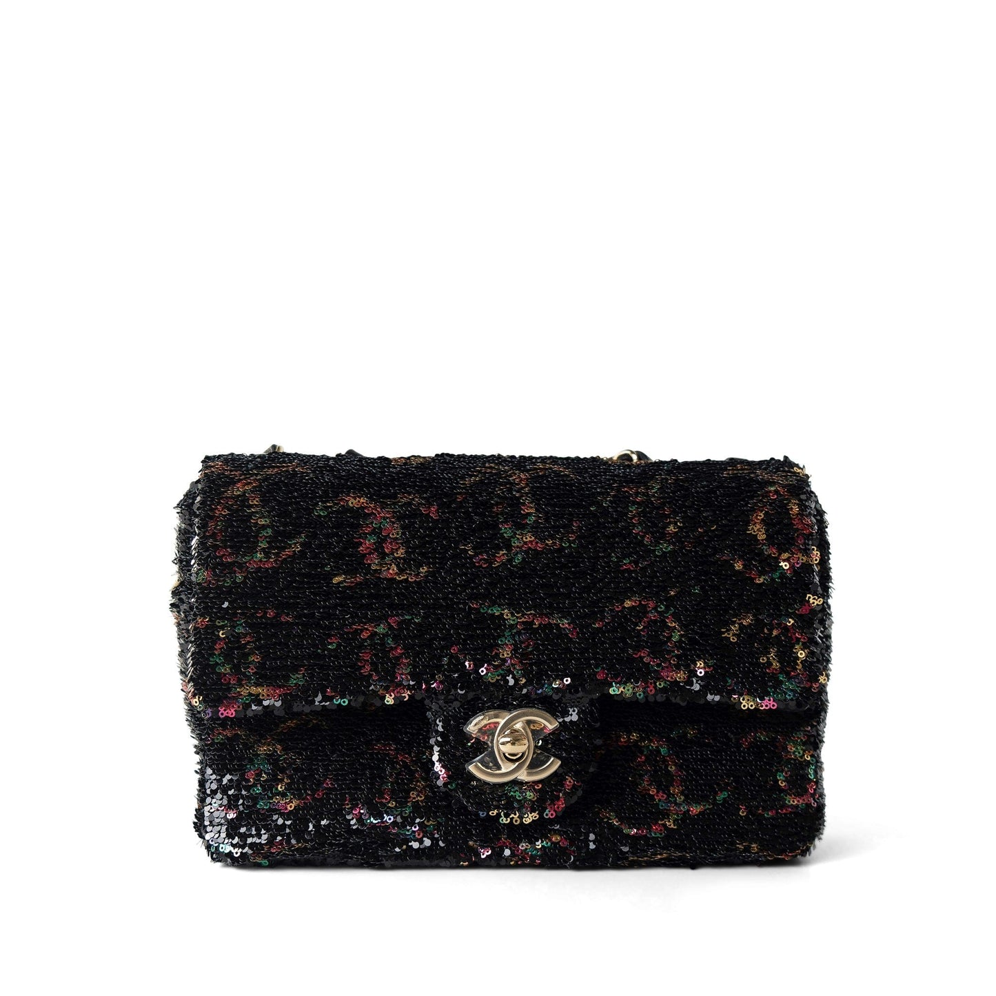23B Black Multicolor Reversible Sequins Single Flap Bag